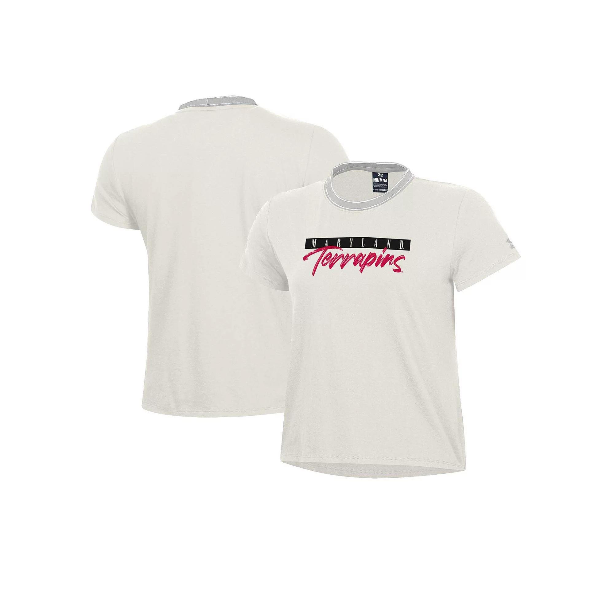 Women's Under Armour Cream Maryland Terrapins Iconic T-Shirt, Size: Medium, Beige Product Image