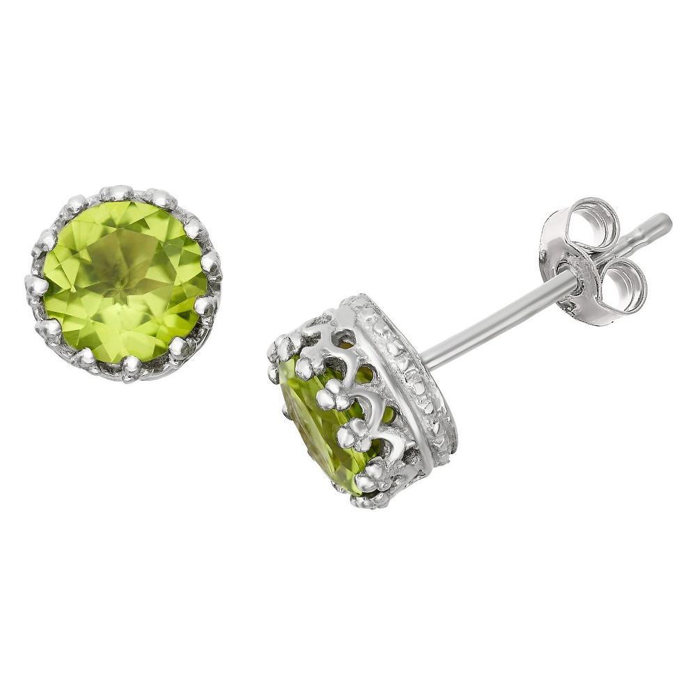 Designs by Gioelli Sterling Silver Peridot Crown Stud Earrings, Womens, Green Product Image