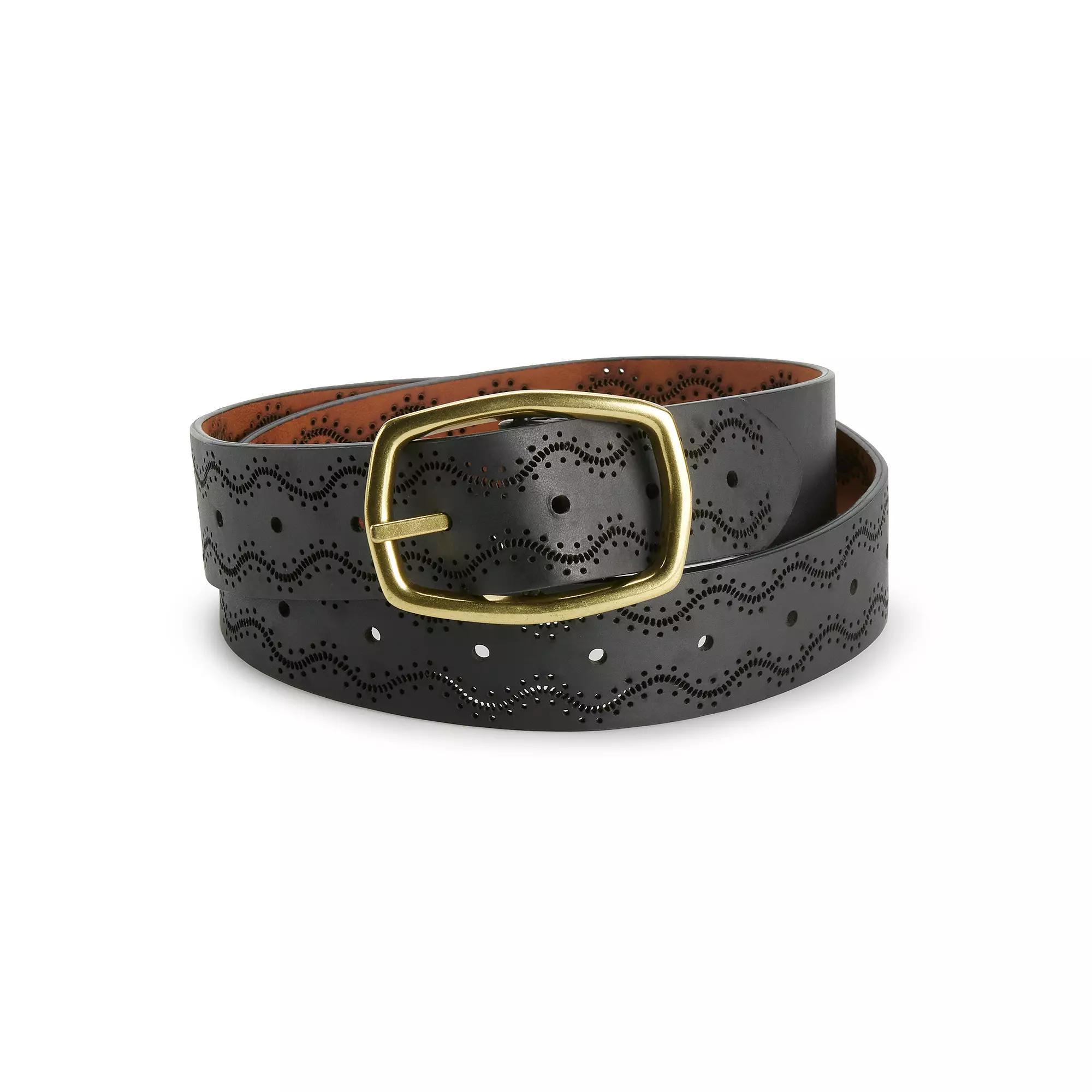 Women's Sonoma Goods For Life® Perforated Texture Reversible Belt, Size: Medium, Black Whiskey Product Image