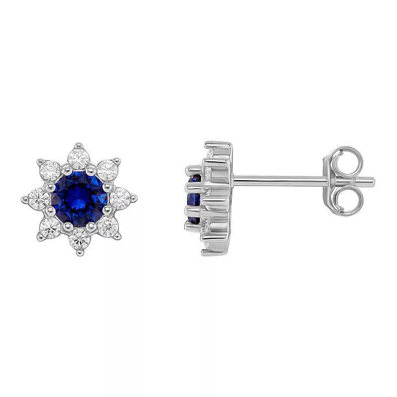 PRIMROSE Birthstone Cubic Zirconia Flower Stud Earrings, Women's, Silver Tone Dec Product Image