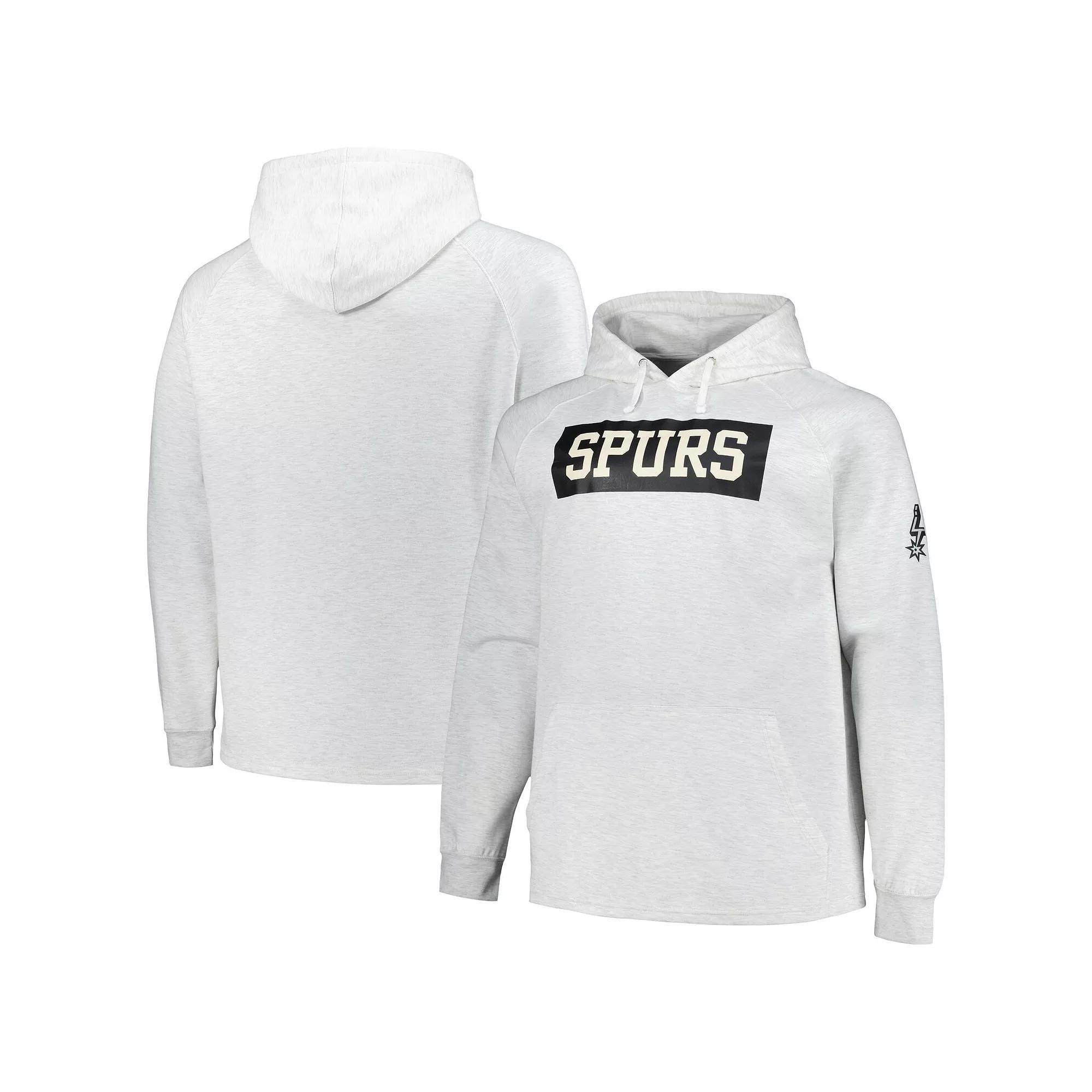 Mens Fanatics Ash San Antonio Spurs Big & Tall Raglan Tri-Blend Pullover Hoodie Product Image