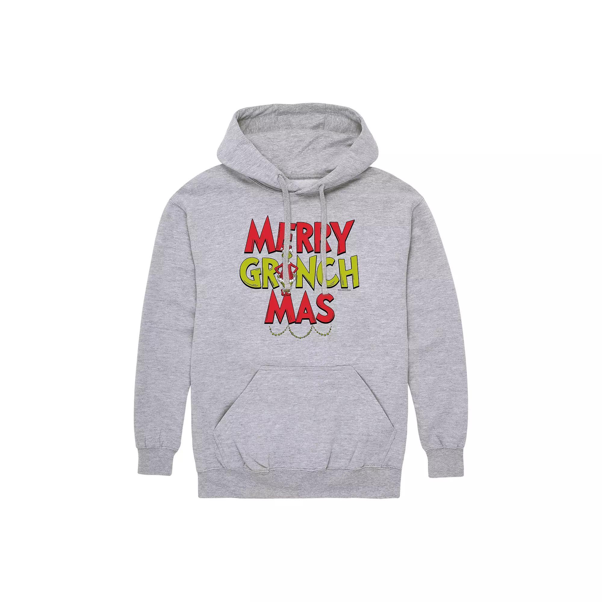 Mens Dr. Seuss Merry Grinchmas Graphic Hoodie Grey Gray Product Image