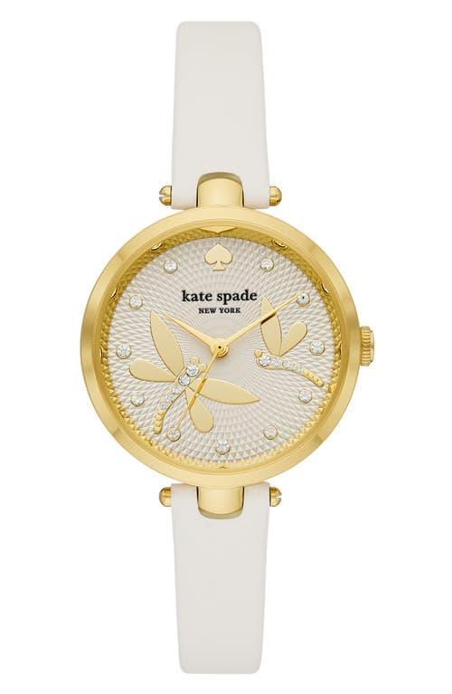 kate spade new york Womens Holland Three-Hand Black Leather Strap Watch Product Image