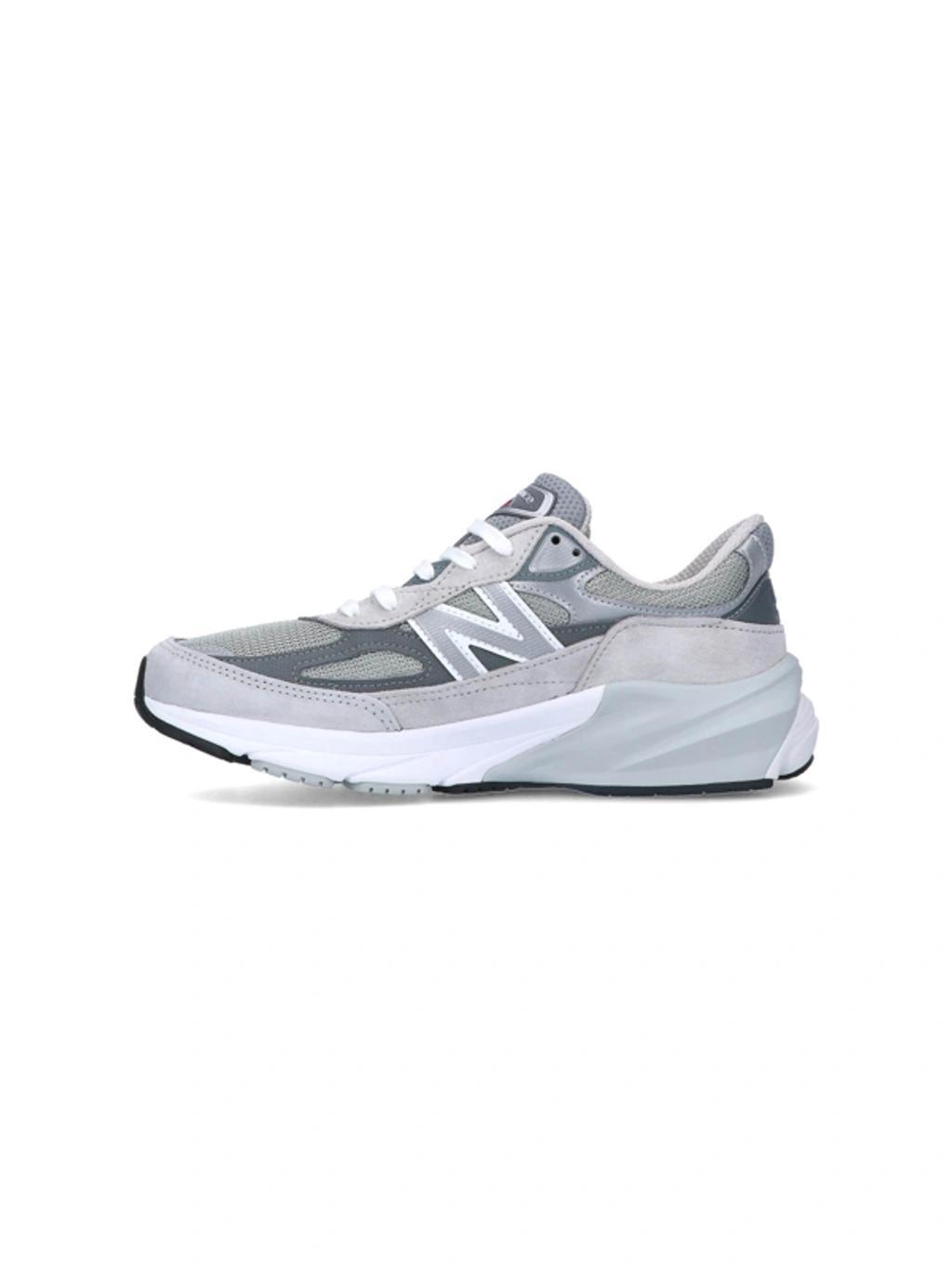 NEW BALANCE Grey Low Top Sneakers With Logo Detail In Suede And Tech Fabric Man Product Image