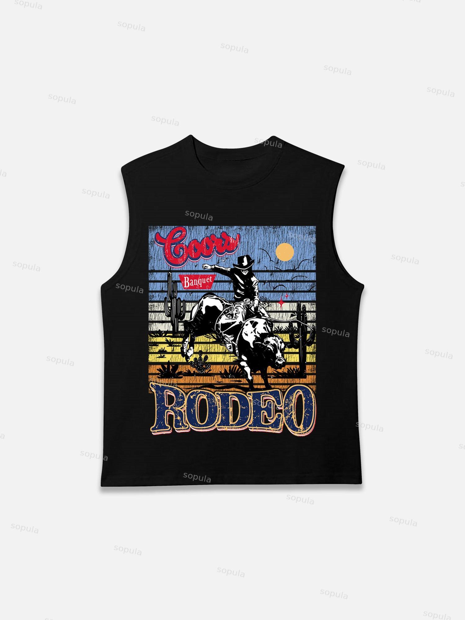 Coors Banquet Rodeo Classic Graphic Cotton Sleeveless Shirt Tank Top Product Image