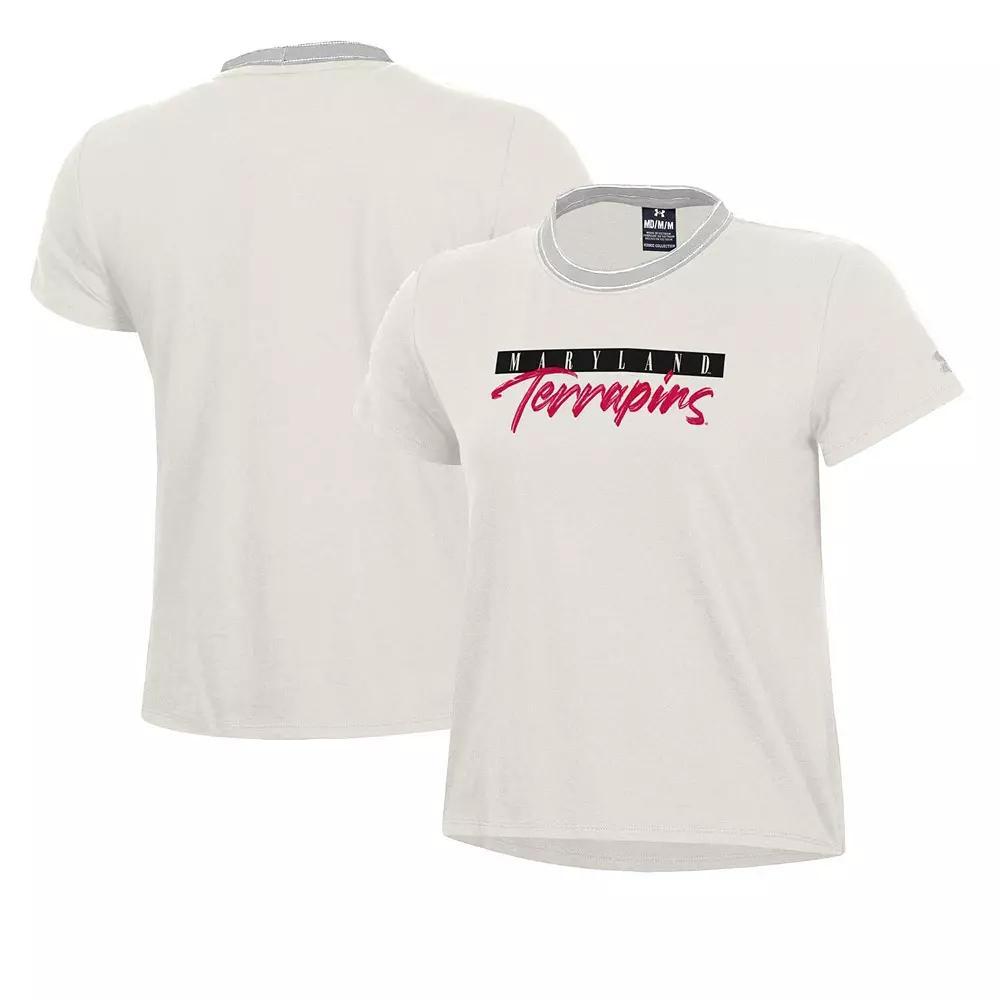 Women's Under Armour Cream Maryland Terrapins Iconic T-Shirt, Size: Medium, Beige Product Image