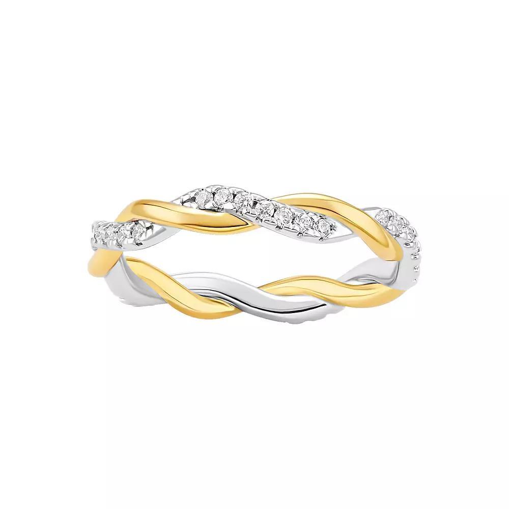 PRIMROSE Cubic Zirconia Twisted Band Ring, Women's, Size: 7, Two Tone White Product Image