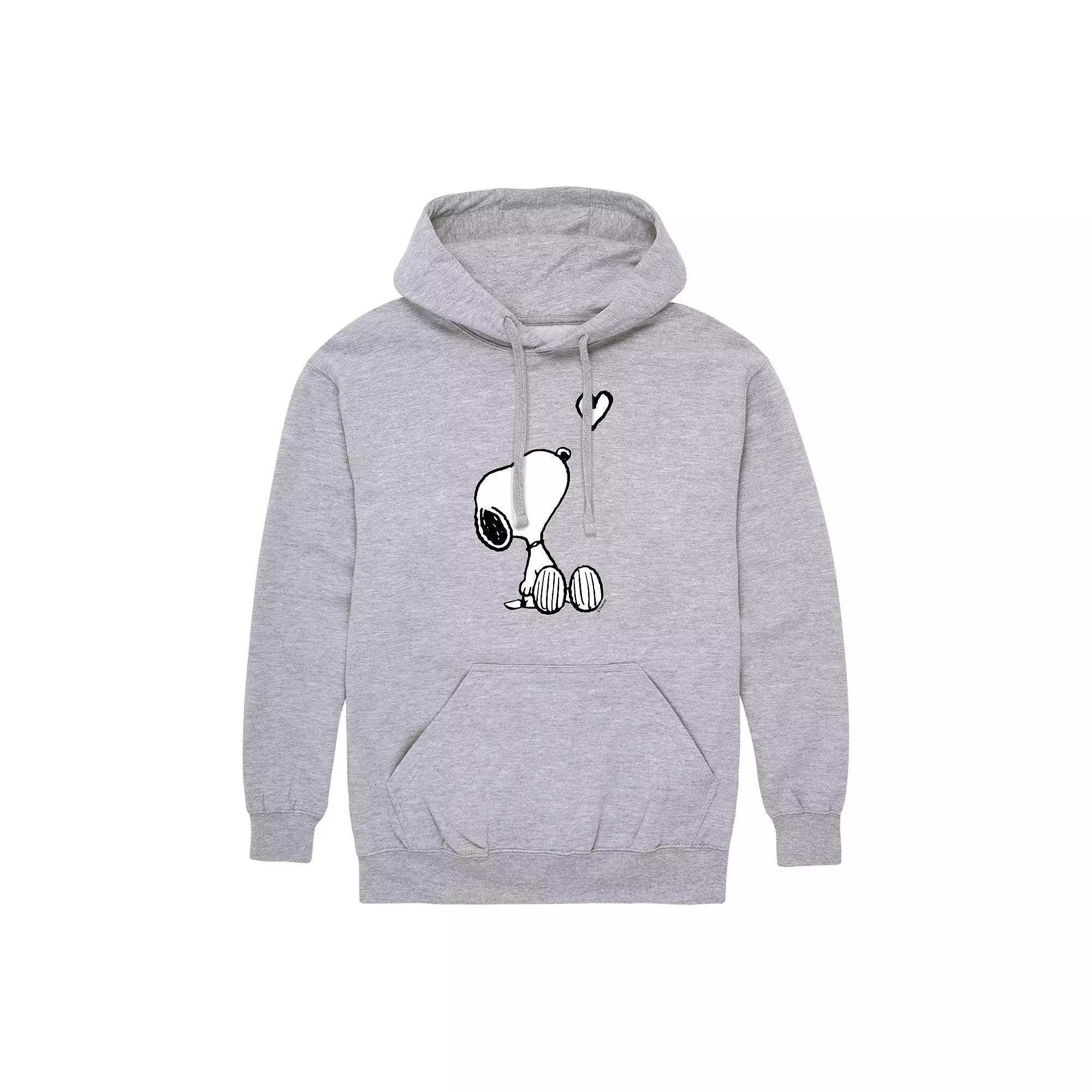 Mens Peanuts Snoopy Heart Graphic Hoodie Grey Gray Product Image