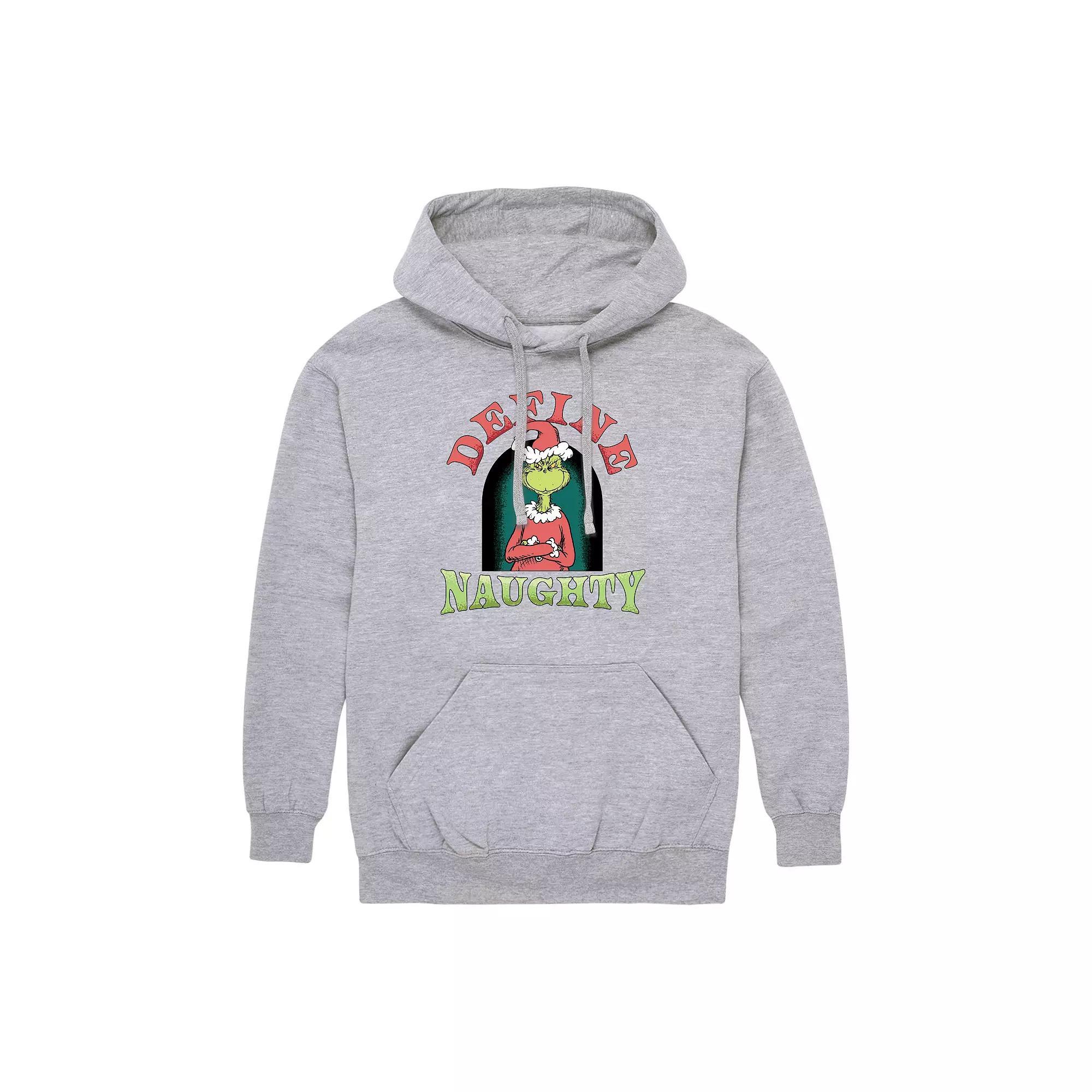 Mens Dr. Seuss Grinch Define Naughty Graphic Hoodie Grey Gray Product Image