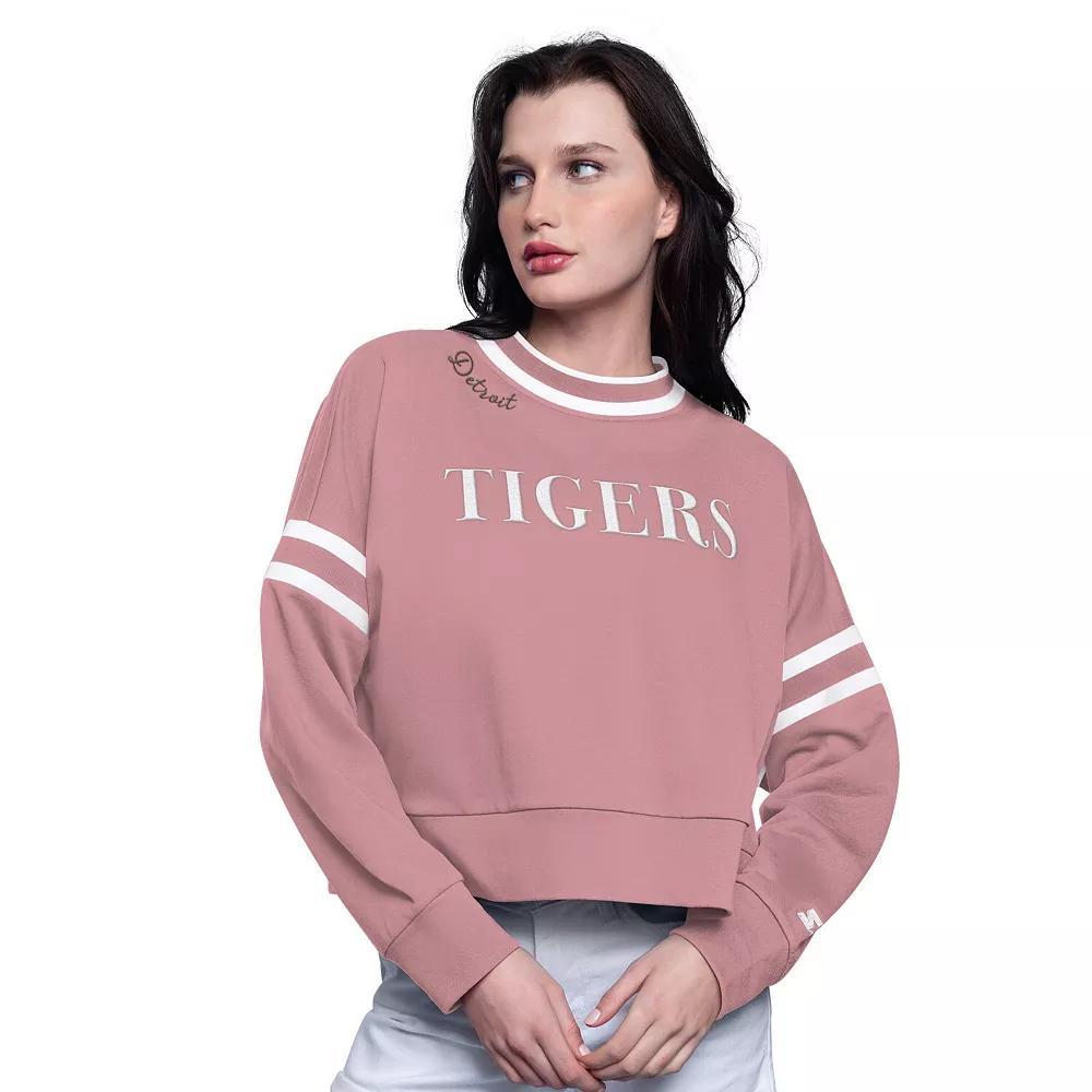 Women's Starter  Pink Detroit Tigers Power Play Cropped Pullover Sweatshirt, Size: XXL Product Image