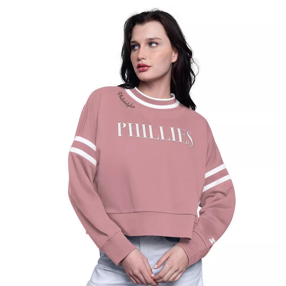 Women's Starter  Pink Boston Red Sox Power Play Cropped Pullover Sweatshirt, Size: XL Product Image