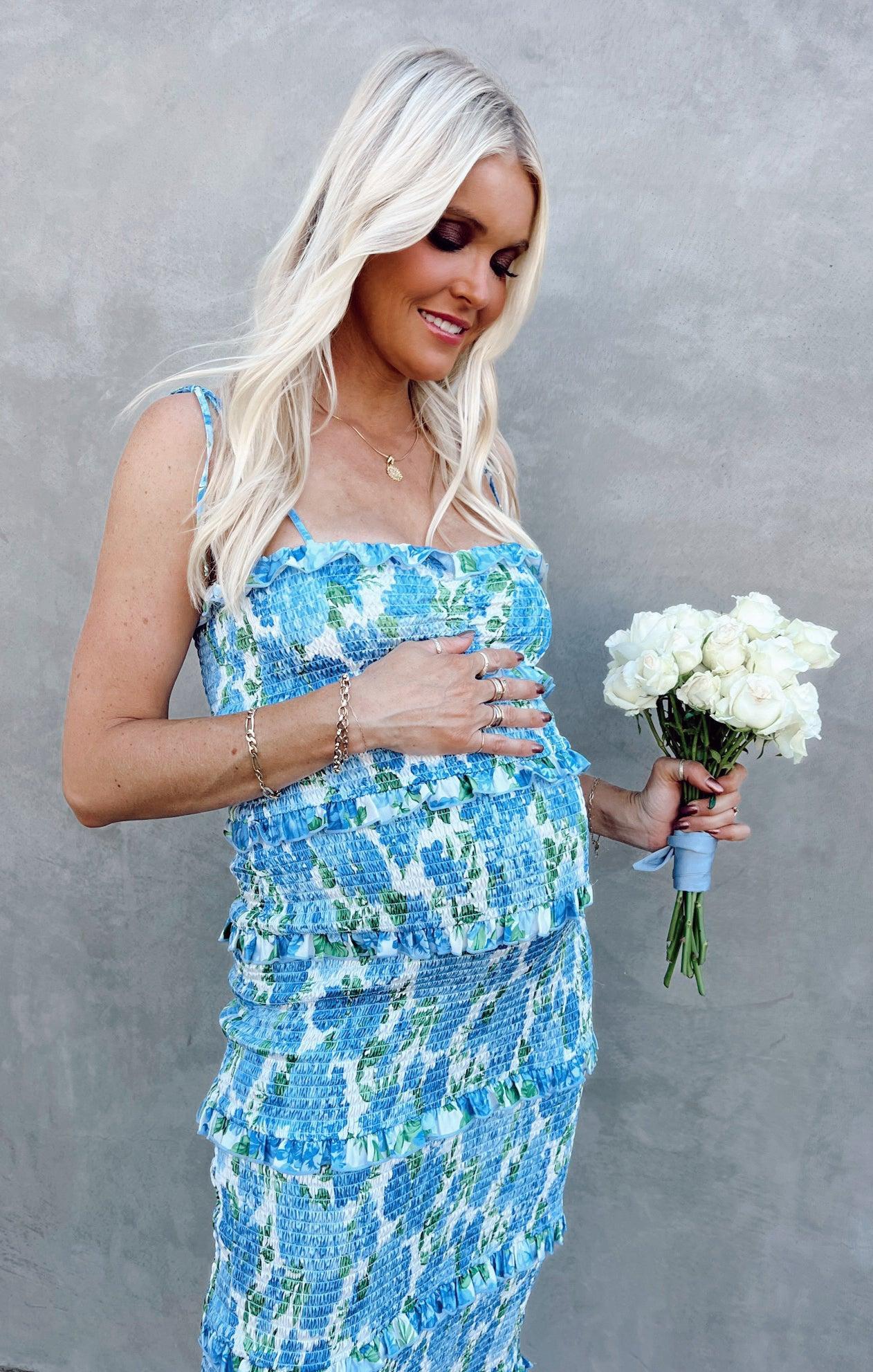 Stella Smocked Dress ~ Cottage Floral Blue Product Image
