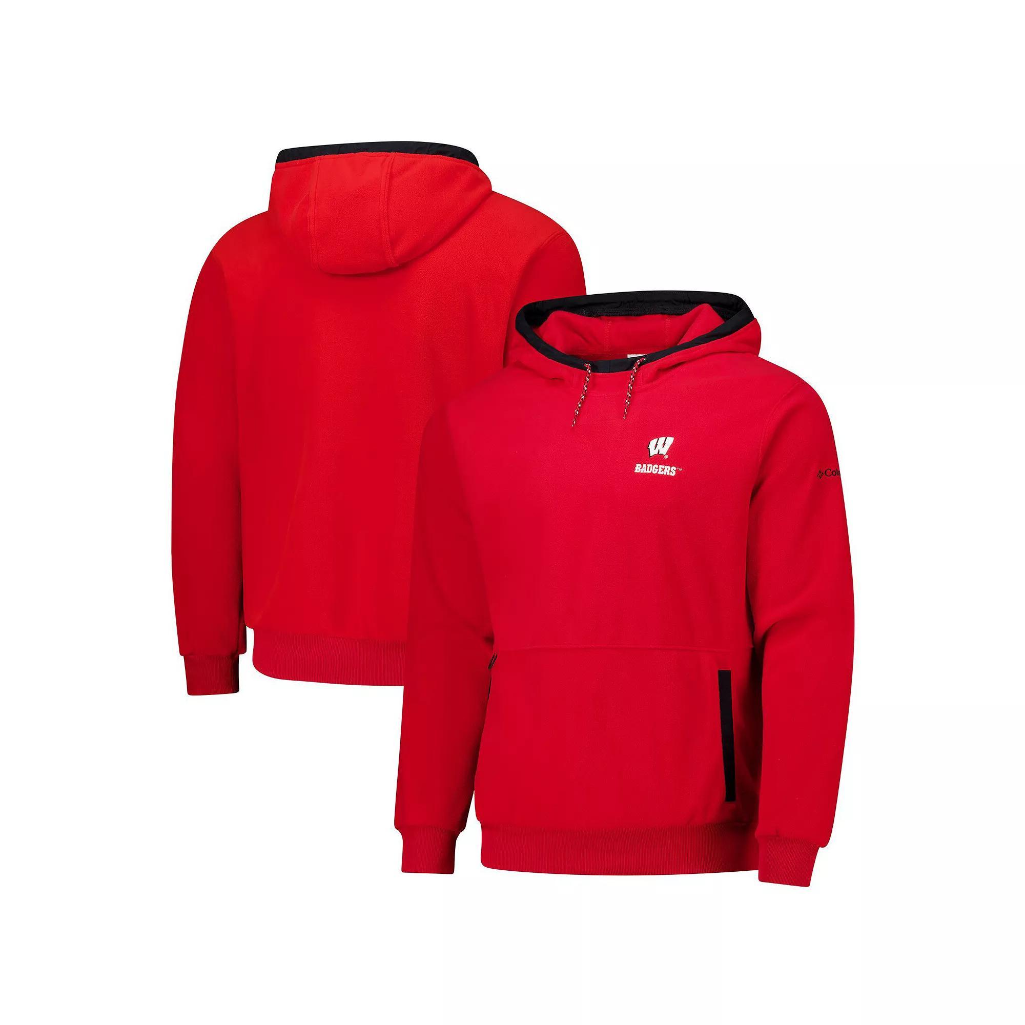 Men's  Columbia  Red Wisconsin Badgers   Flanker Fleece Pullover Hoodie, Size: Medium Product Image