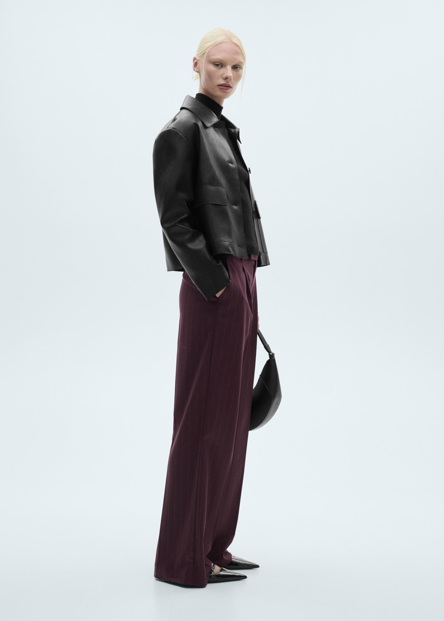 Pinstripe pleated pants - Women | MANGO USA Product Image