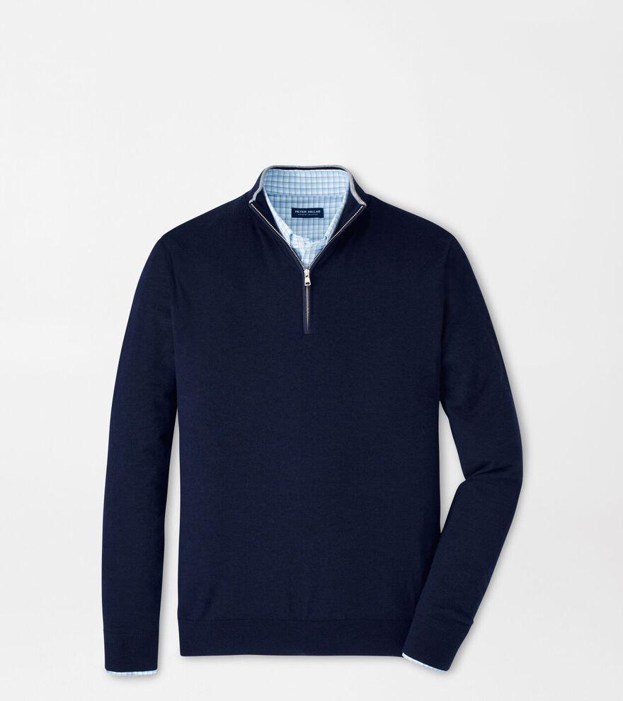 Peter Millar Mens Excursionist Flex Quarter-Zip Sweater | Color: Navy | Size: XXL Product Image