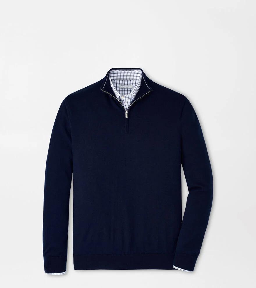 Peter Millar Mens Autumn Crest Quarter-Zip | Color: Navy | Size: 3XL Product Image