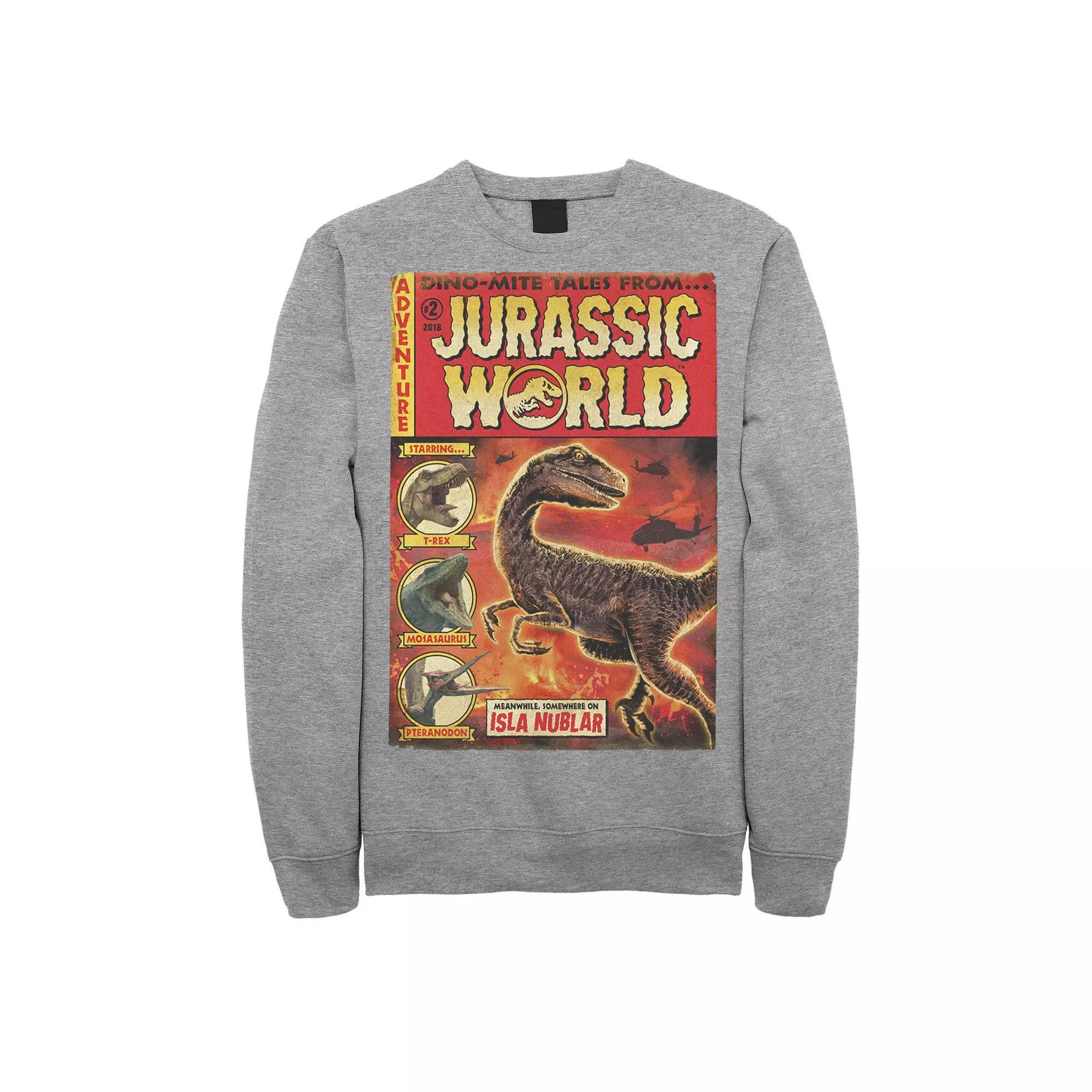 Men's Jurassic World Two Dino-Mite Tales Vintage Fleece, Size: Large, Athletic Grey Product Image