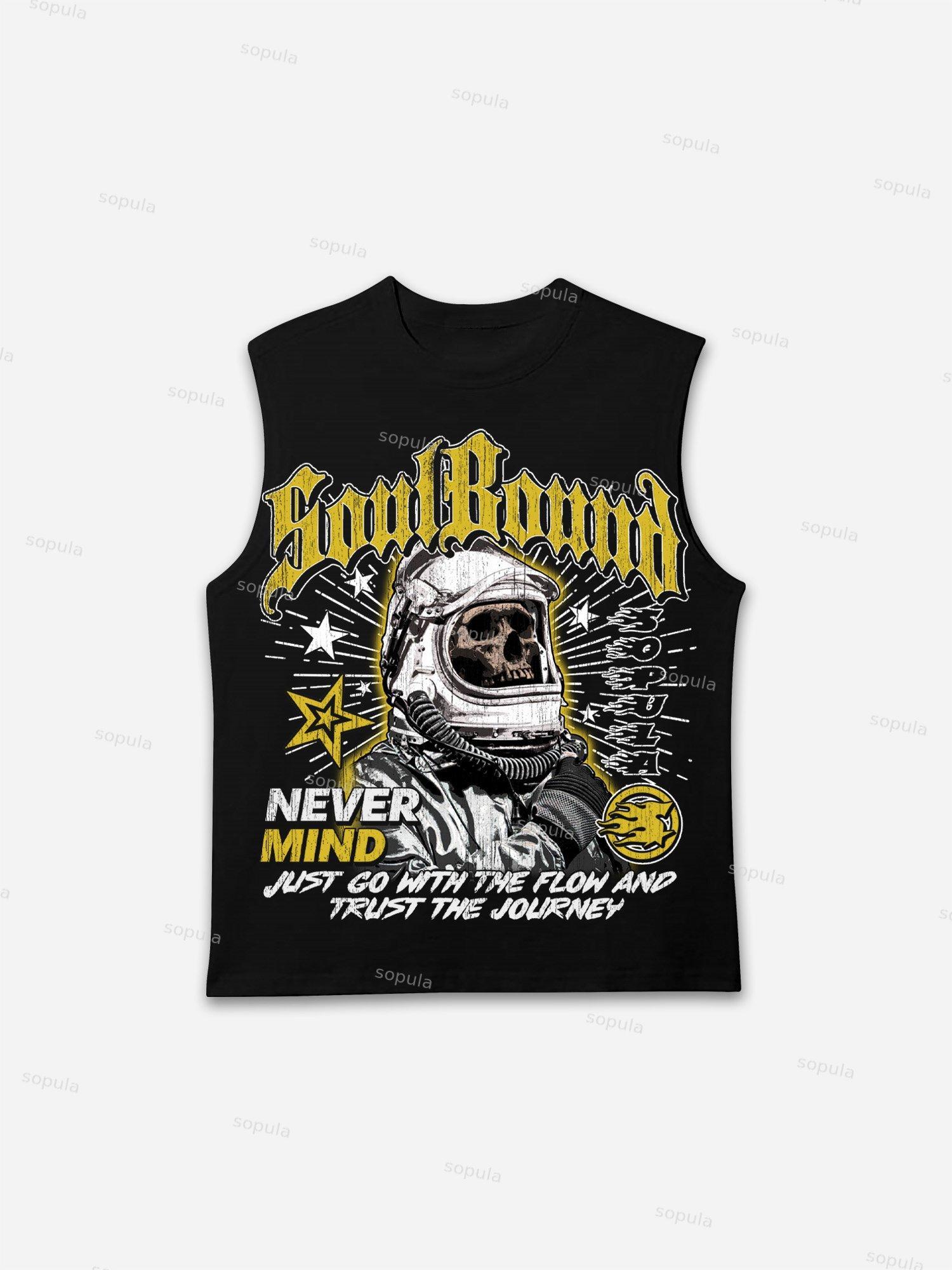 Skull Astronaut Vintage Graphic Tank Top Product Image