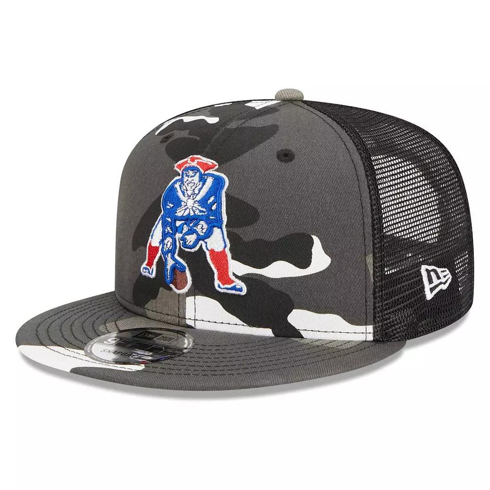 Men's New Era Urban Camo New England Patriots 9FIFTY Trucker Snapback Hat, Green Product Image