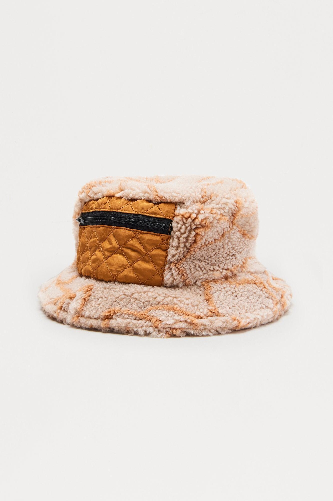 Printed Fleece Bucket Hat - Brown/combo Product Image