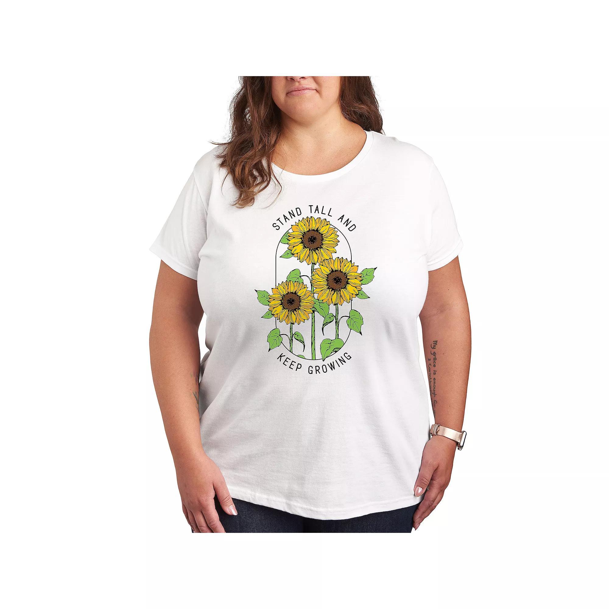 Plus Sunflower Quote Graphic Tee, Womens Product Image