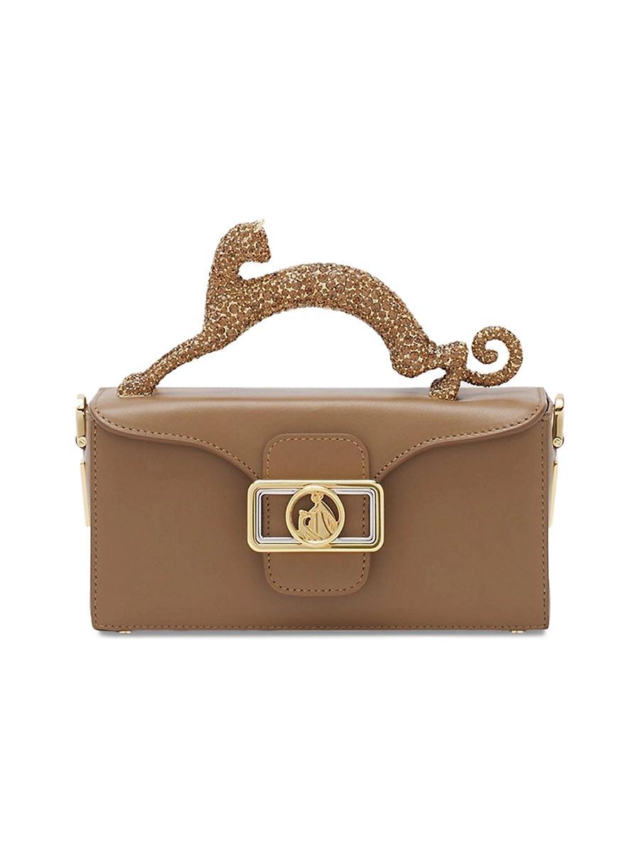 Womens Nano Pencil Cat Top Handle Bag in Leather and Rhinestone Product Image