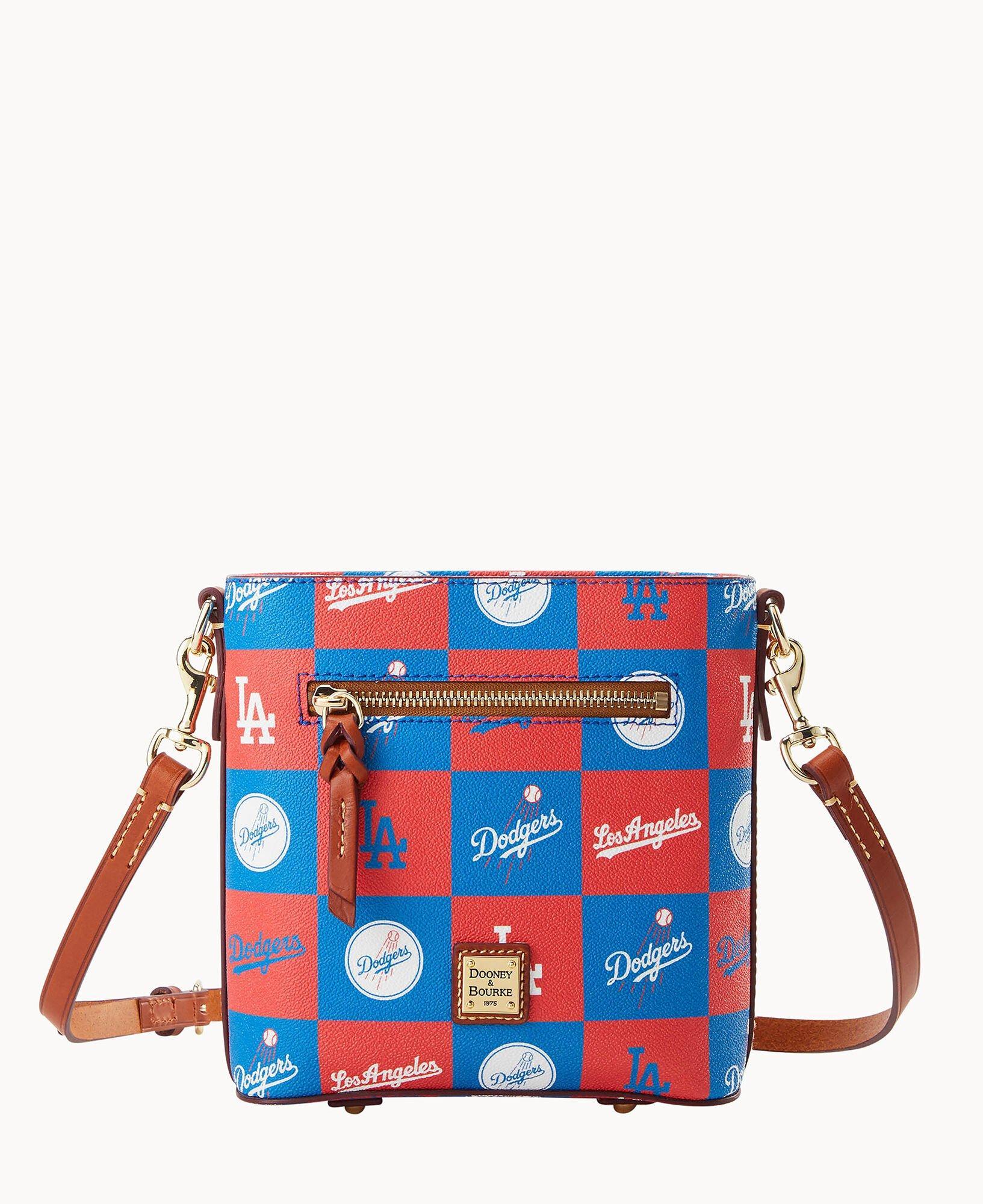 Dooney & Bourke Womens MLB Dodgers Small Zip Crossbody Coated Cotton Shoulder Bag in Blue Product Image