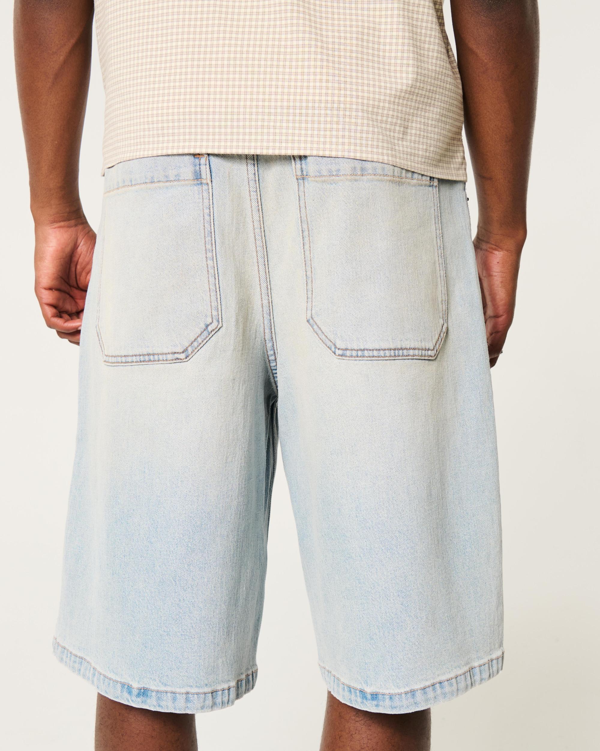 Light Wash Super Baggy Denim Shorts 13” Product Image