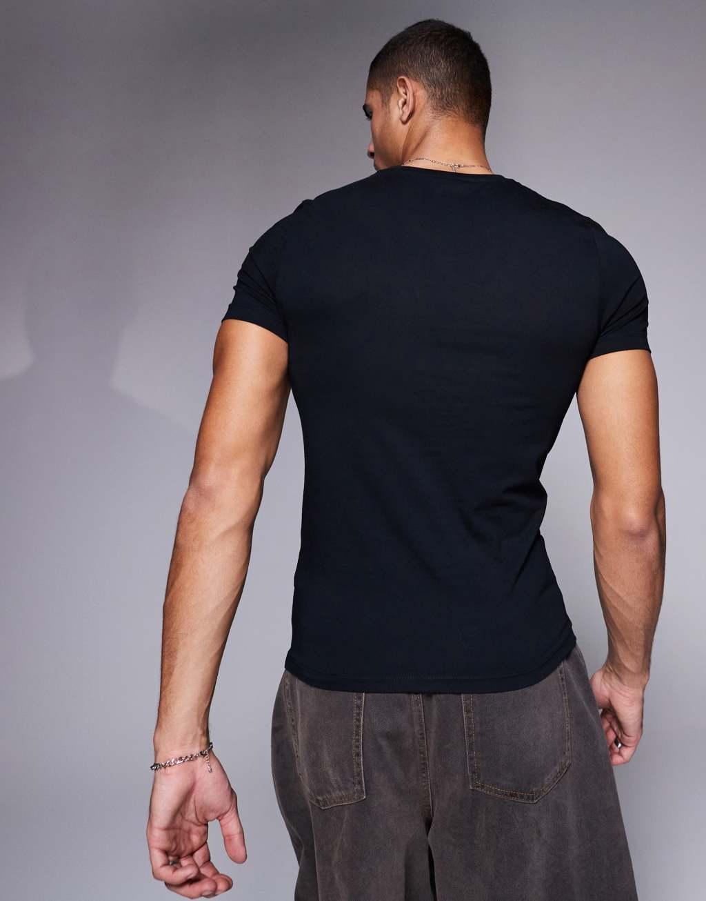 ASOS DESIGN essential muscle fit t-shirt in black Product Image