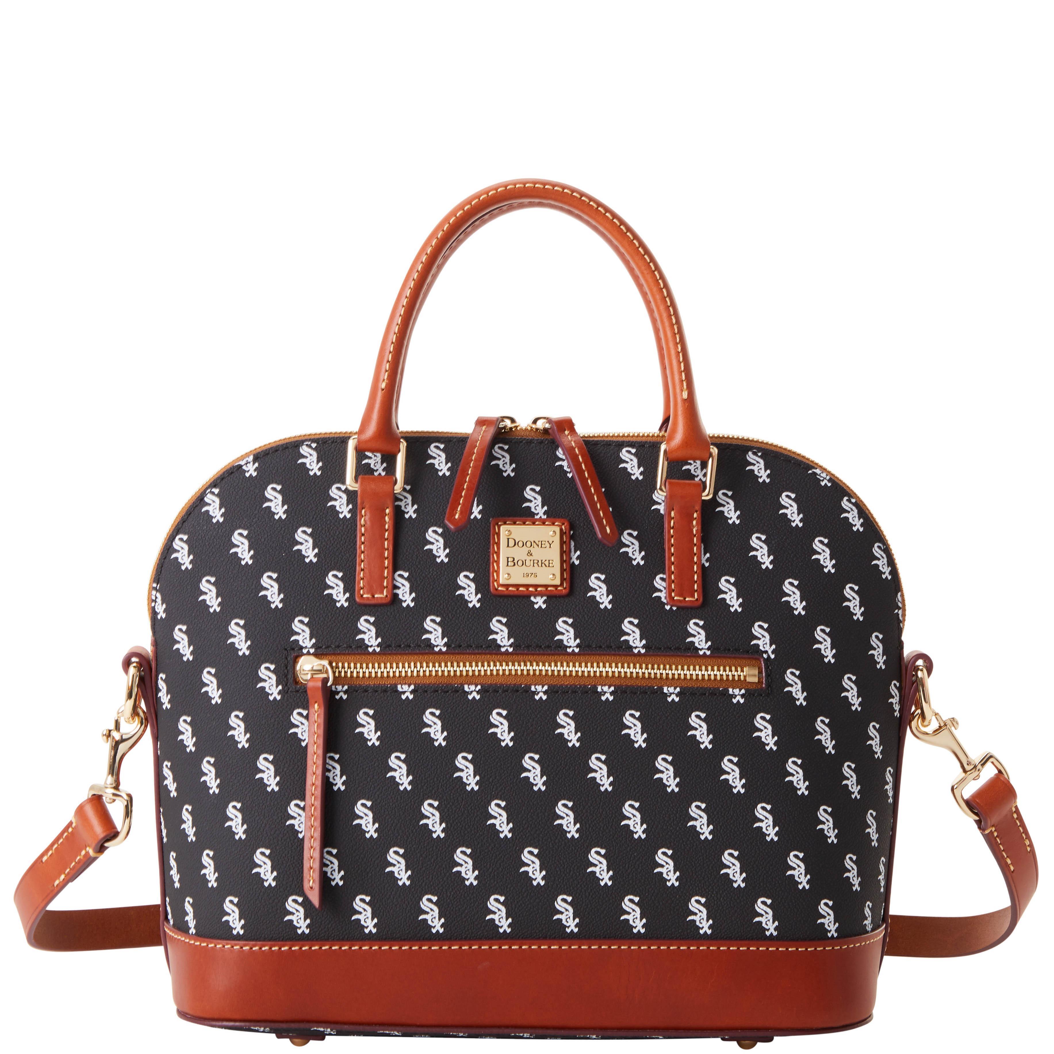Dooney & Bourke Womens MLB White Sox Domed Zip Coated Cotton Satchel Bag in Black Product Image
