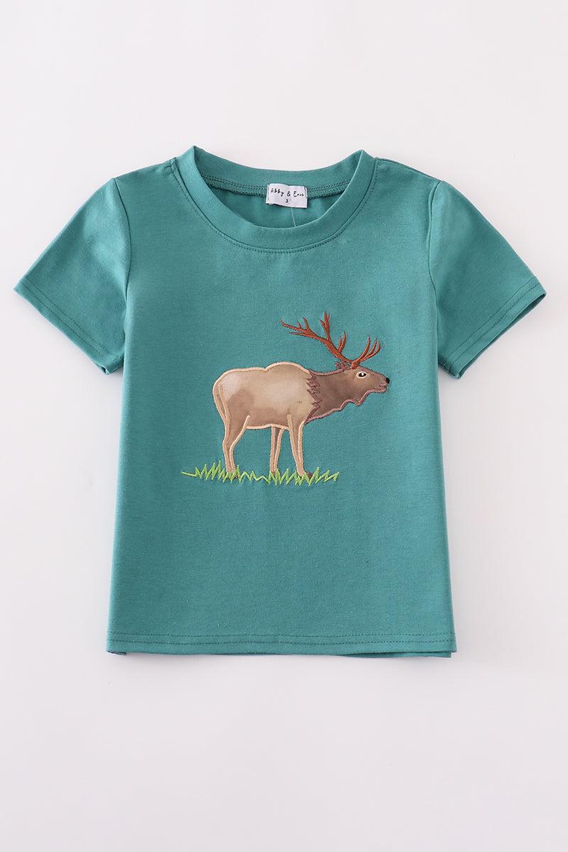 Blue deer applique top Product Image