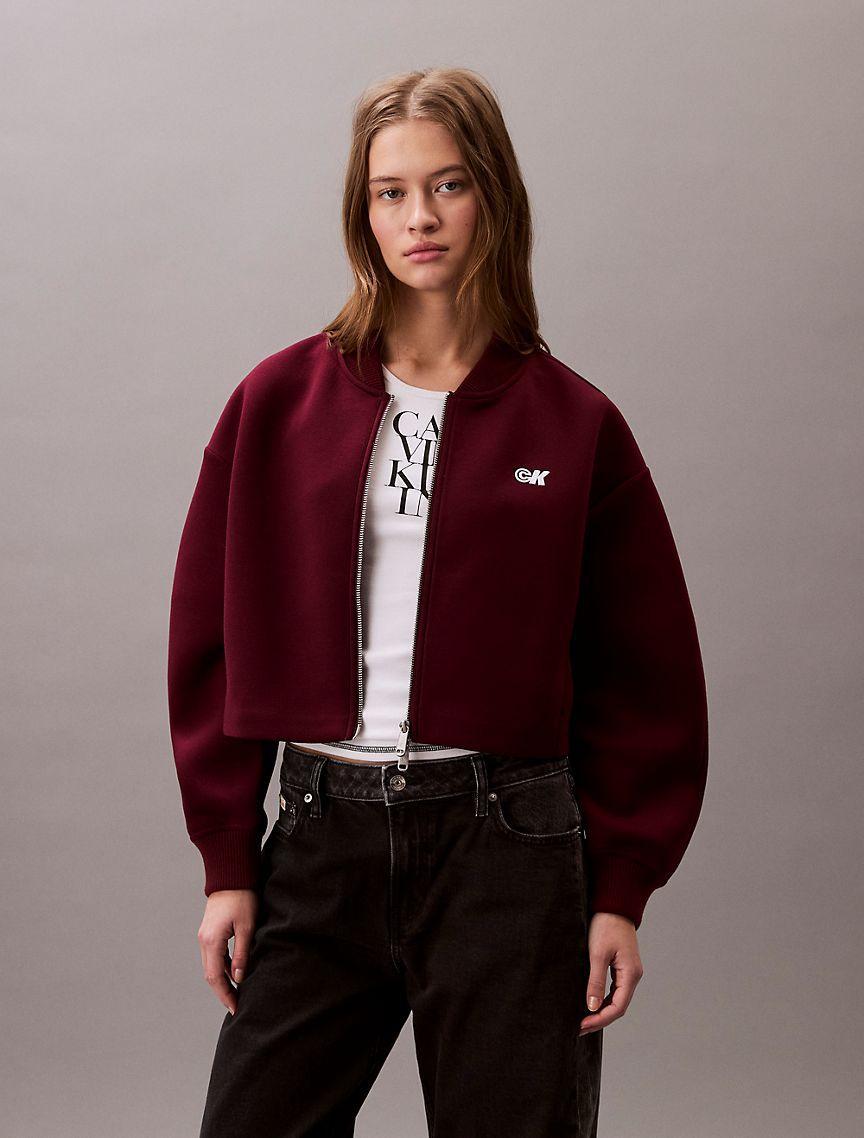 Smooth Cropped Relaxed Bomber Jacket Product Image
