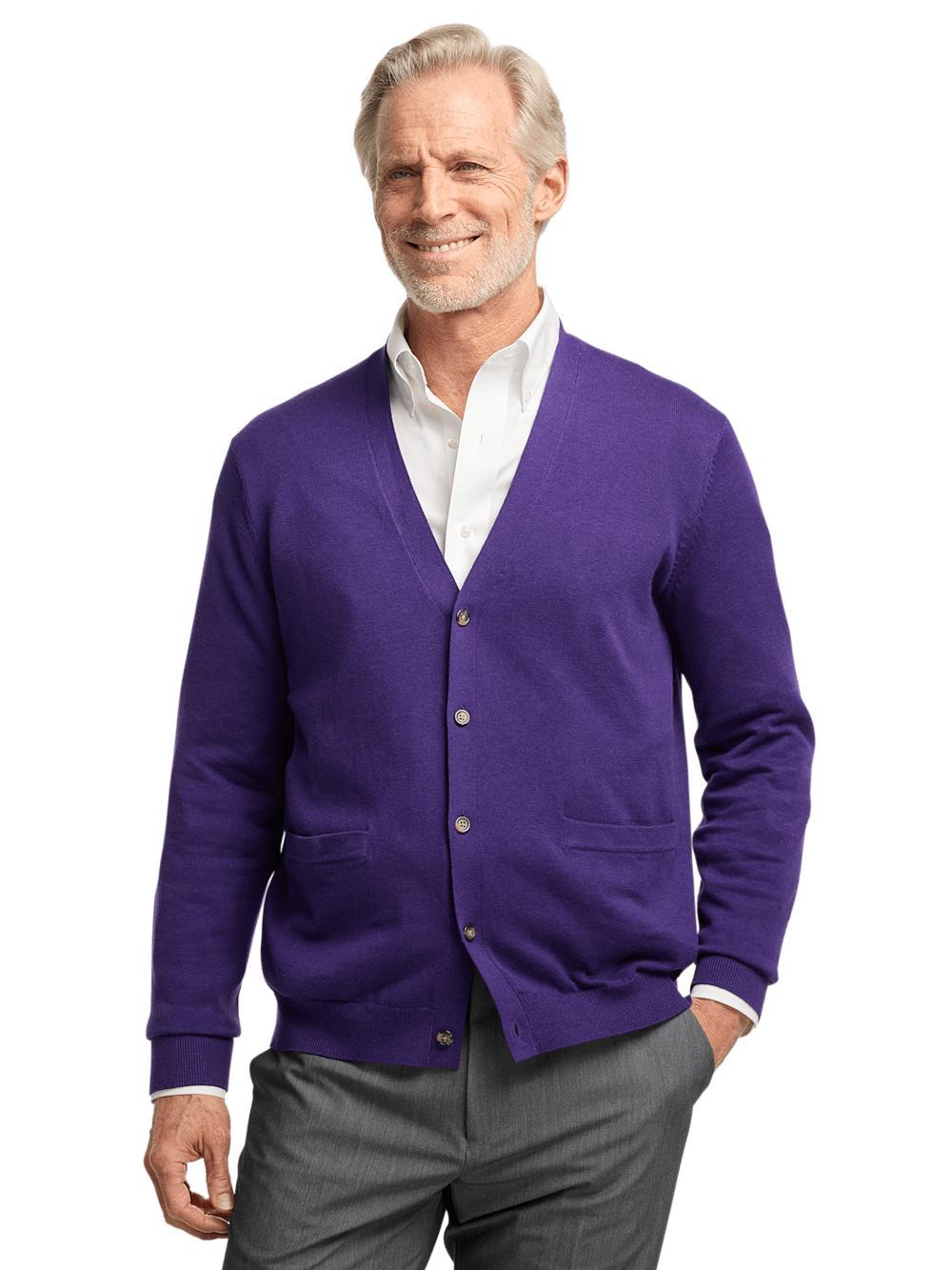Supima Cotton Button Front Cardigan - Dark Blue Product Image