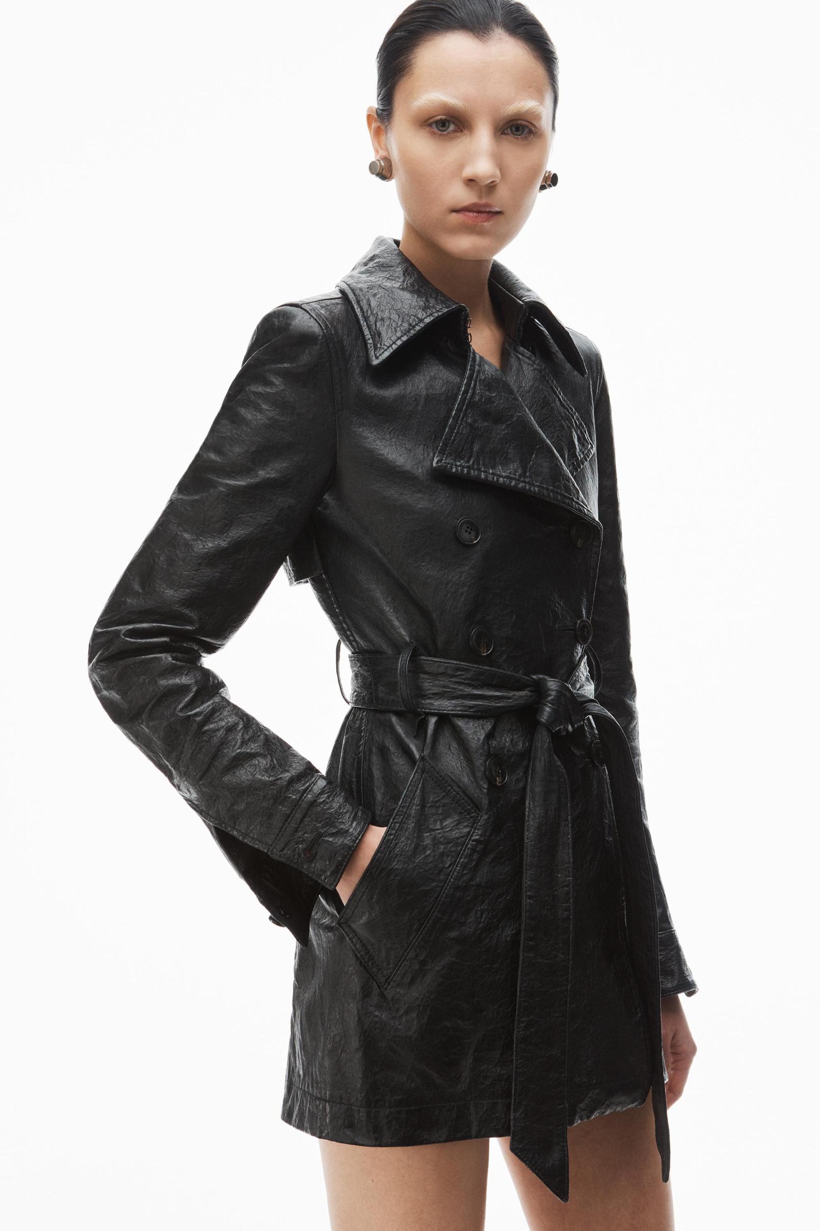 Cropped Trench Coat In Memory Lambskin Leather Product Image