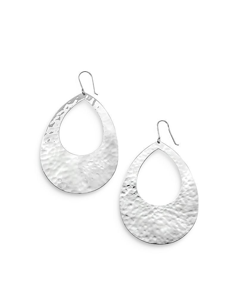 Womens Classico Crinkle Sterling Silver Large Open Teardrop Earrings Product Image