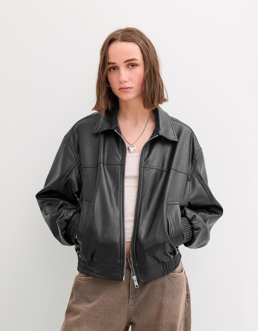 Faux leather oversize jacket Product Image