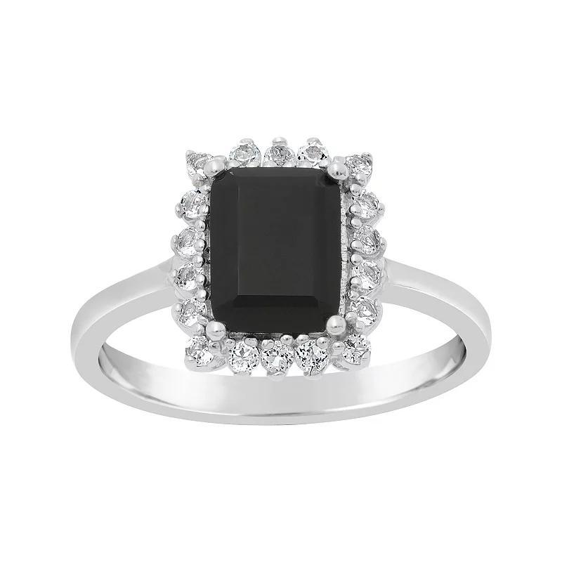 Gemminded Sterling Silver Onyx & White Topaz Ring, Women's, Size: 9 Product Image