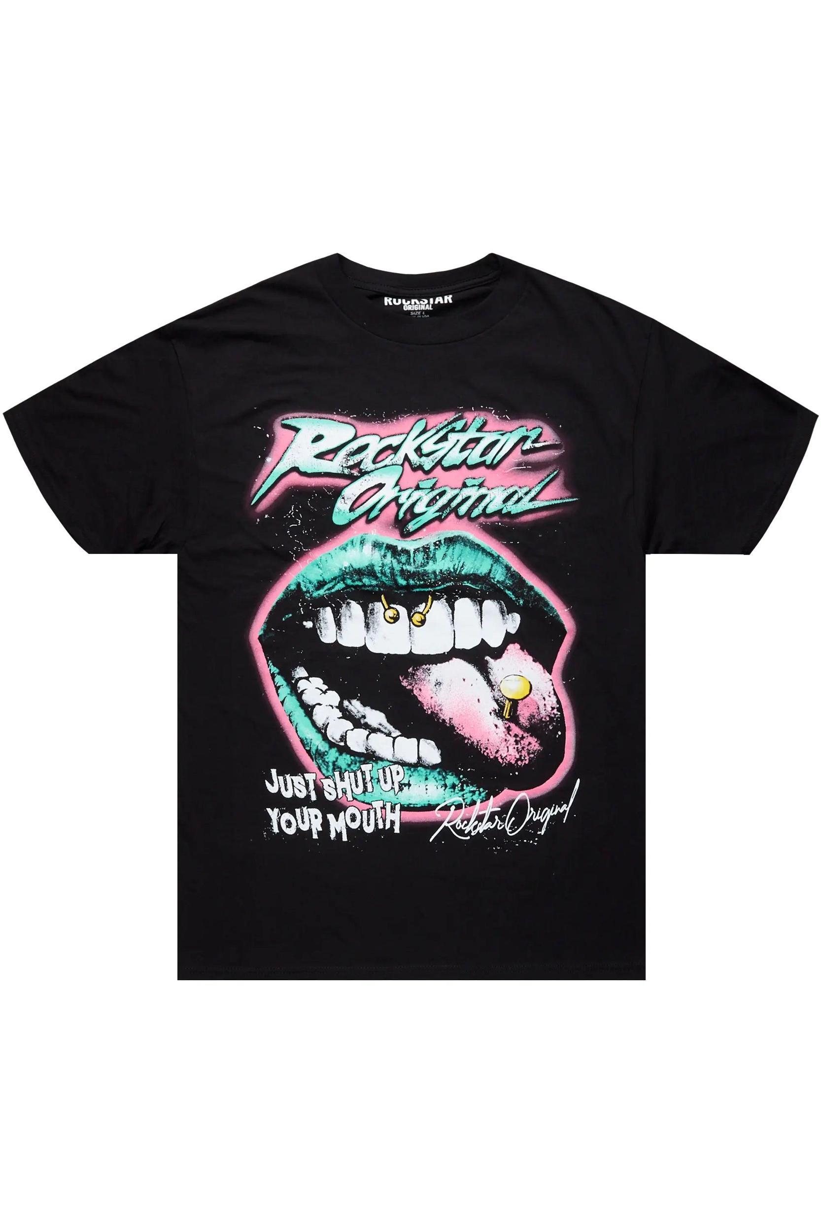 Psycho Black Graphic T-Shirt Male Product Image