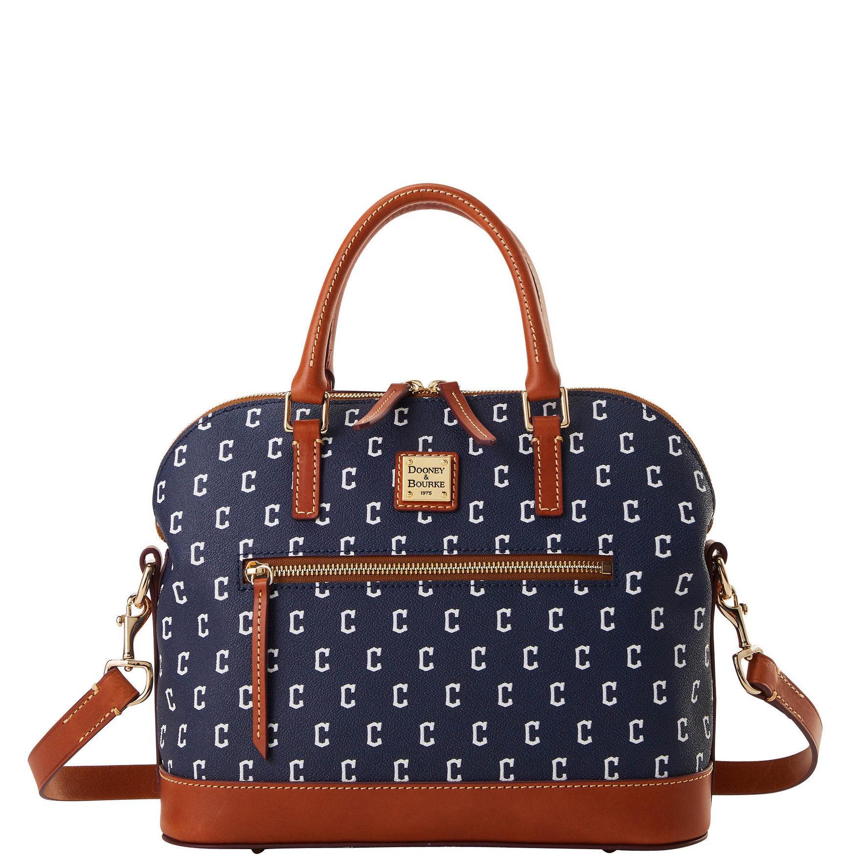Dooney & Bourke Womens MLB Guardians Domed Zip Coated Cotton Satchel Bag in Navy Product Image