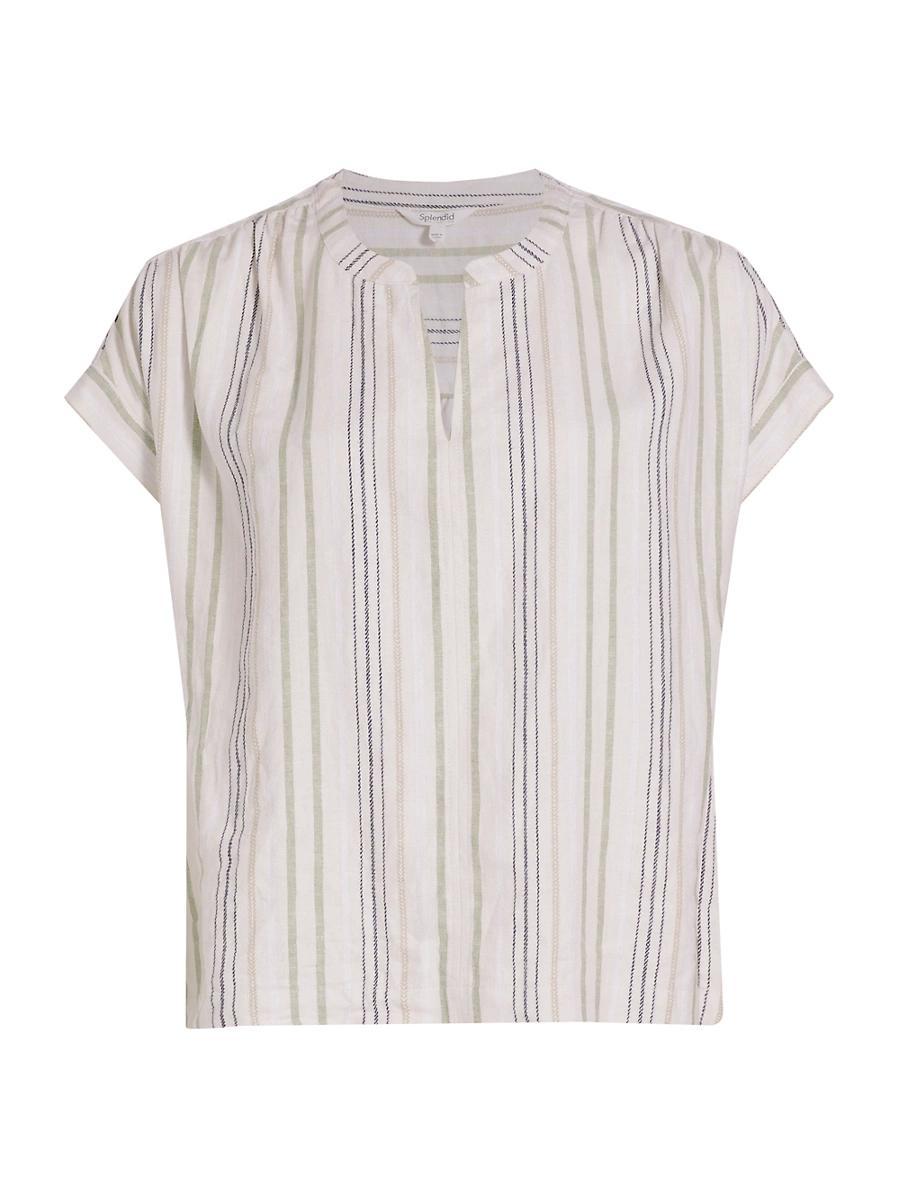Womens Wynn Striped Linen-Blend Blouse Product Image