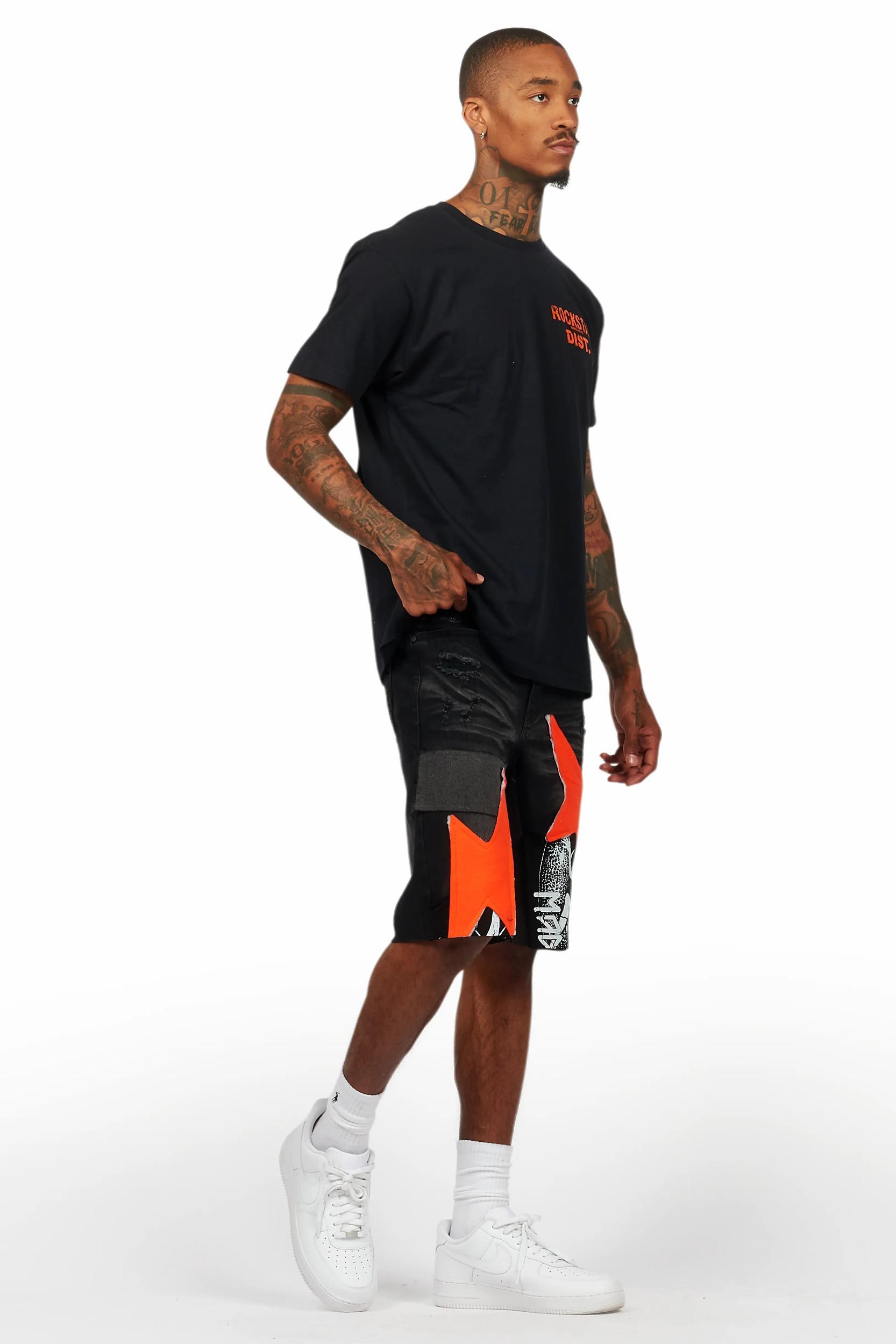 Akos Black T-Shirt/Denim Short Set Male Product Image