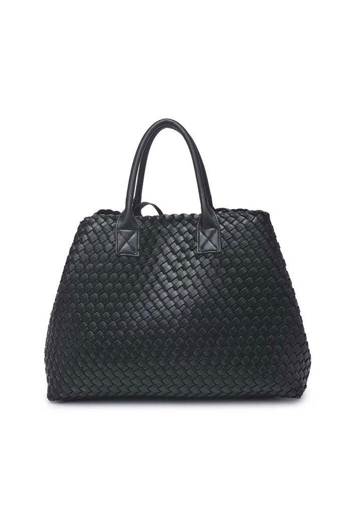Woven Vegan Leather Tote Product Image