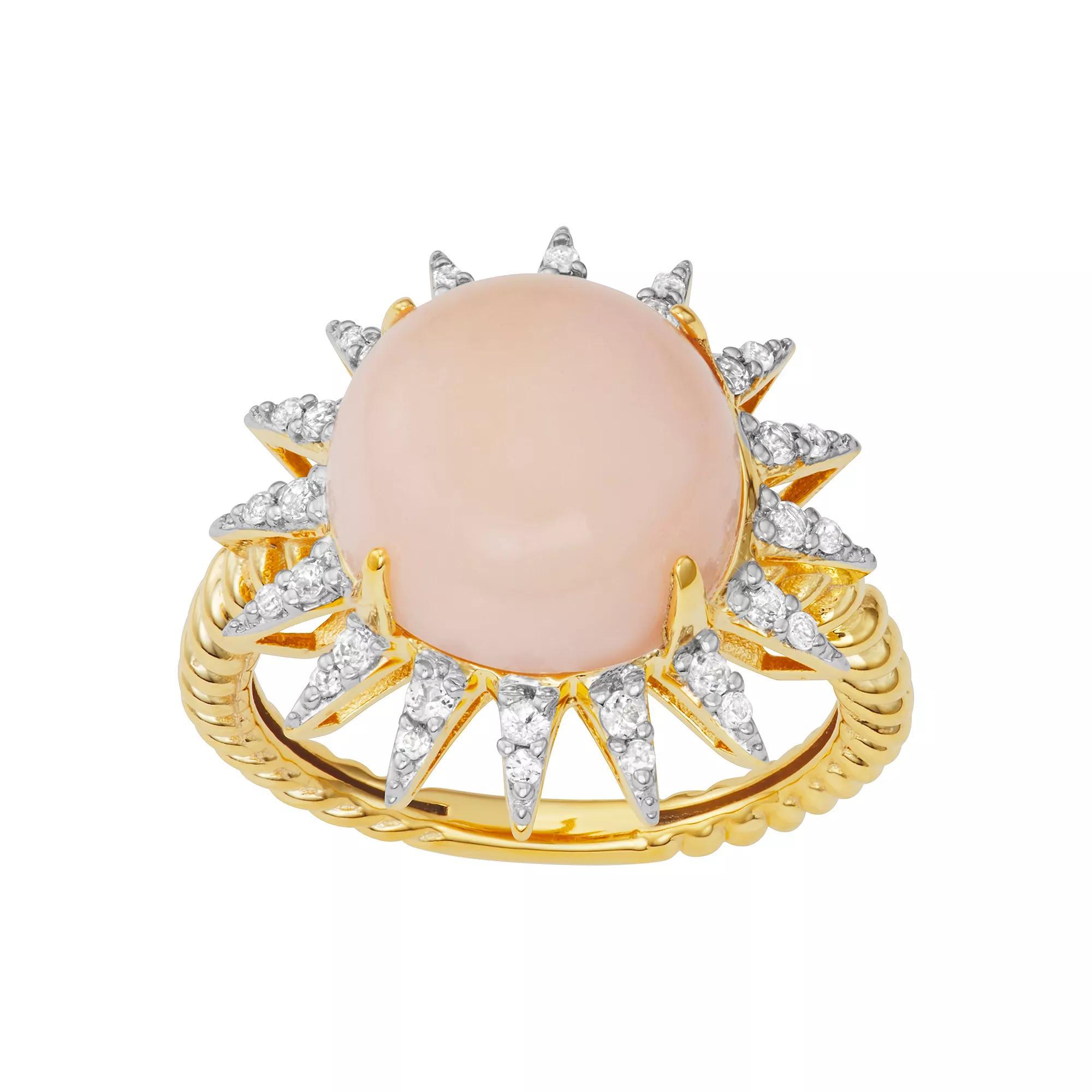 Jewelexcess 14k Gold Over Silver Opal & White Topaz Ring, Women's, Size: 6, 14k Gold Plated Product Image