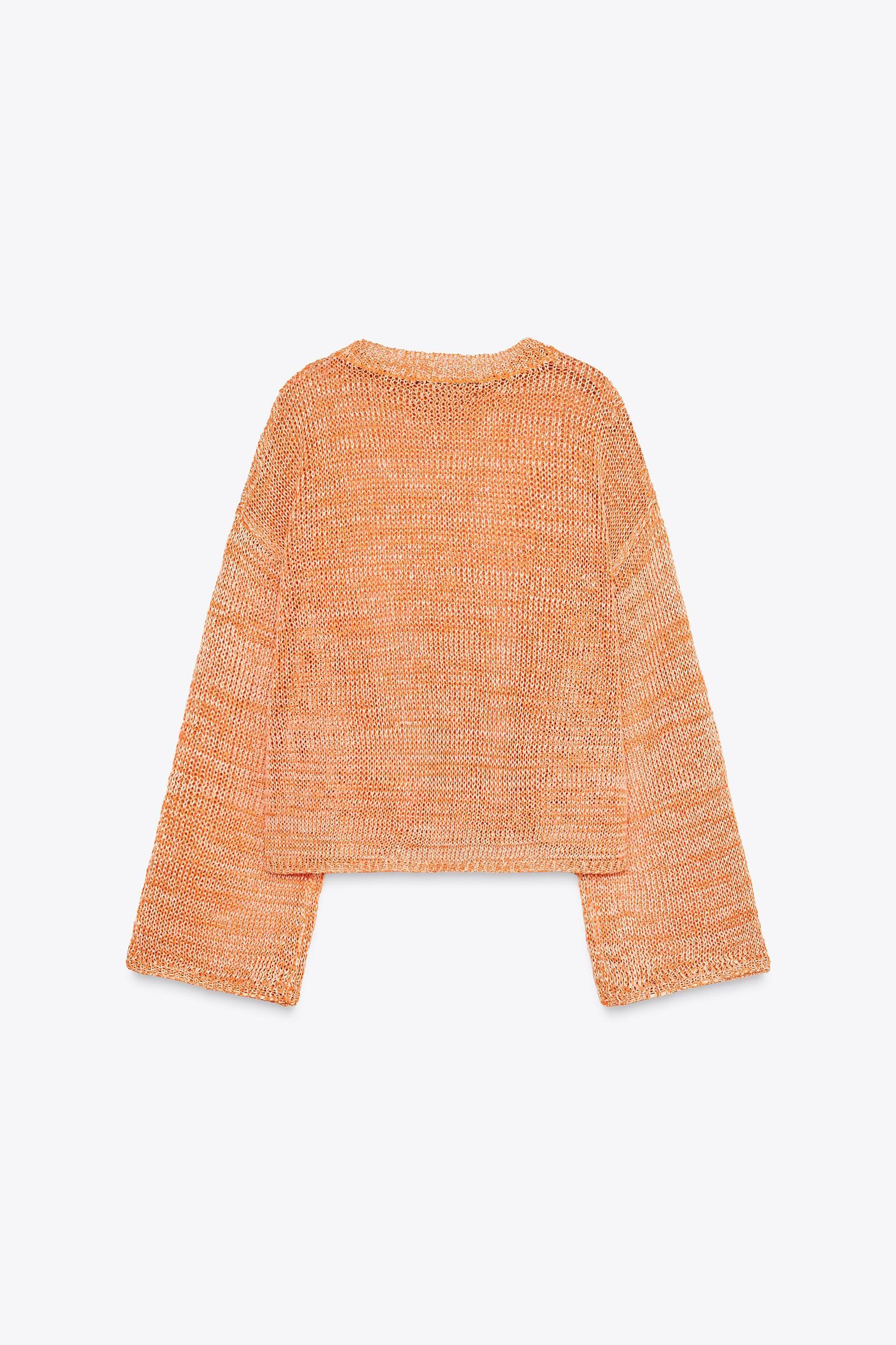 RIBBED KNIT SWEATER WITH RIBBONS Product Image