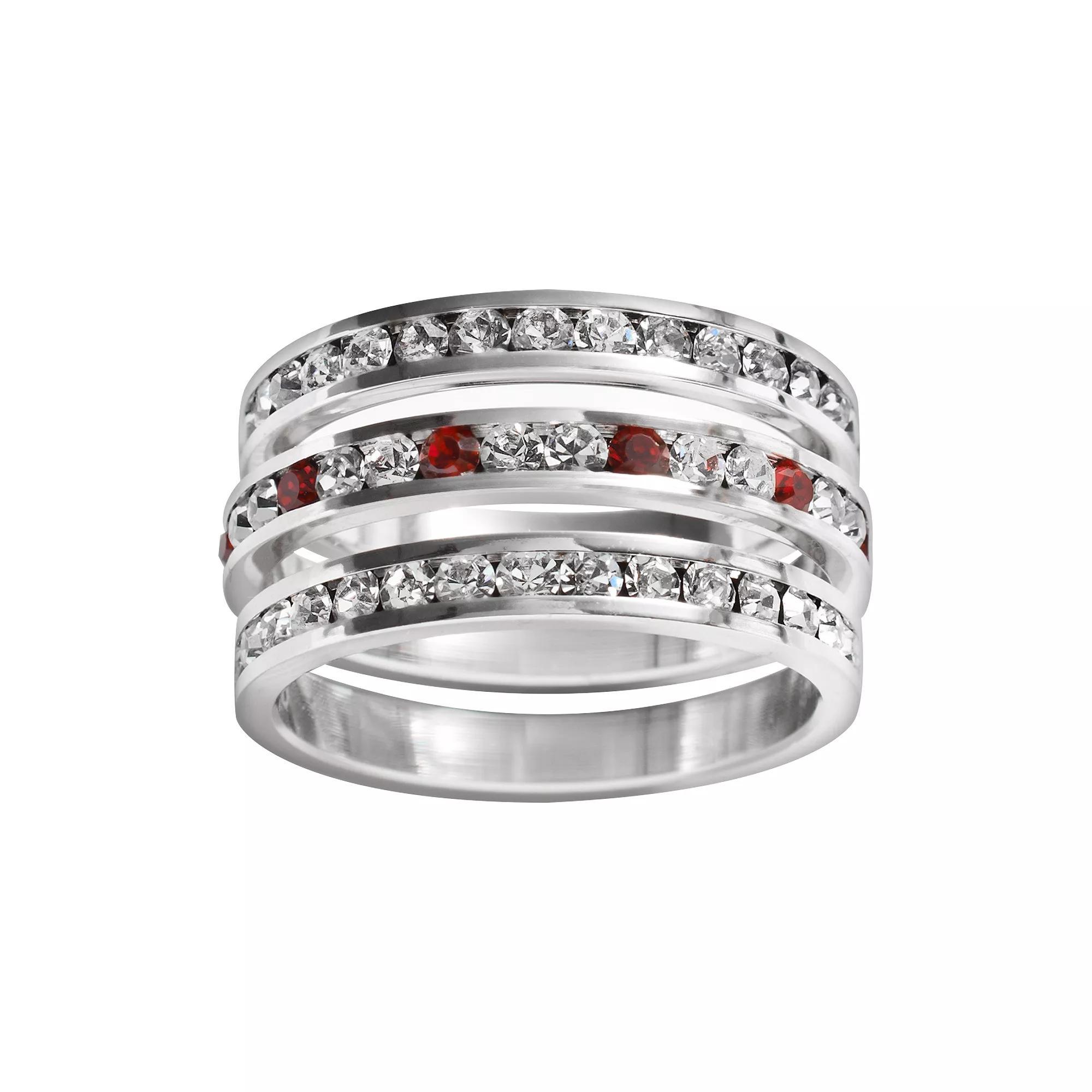 Traditions Jewelry Company Sterling Silver Crystal Eternity Ring Set, Womens White Team Blues Product Image