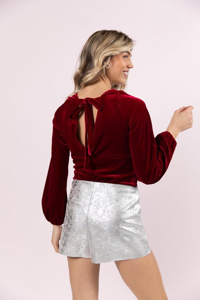 Cold Snap Burgundy Velvet Bodysuit FINAL SALE Product Image