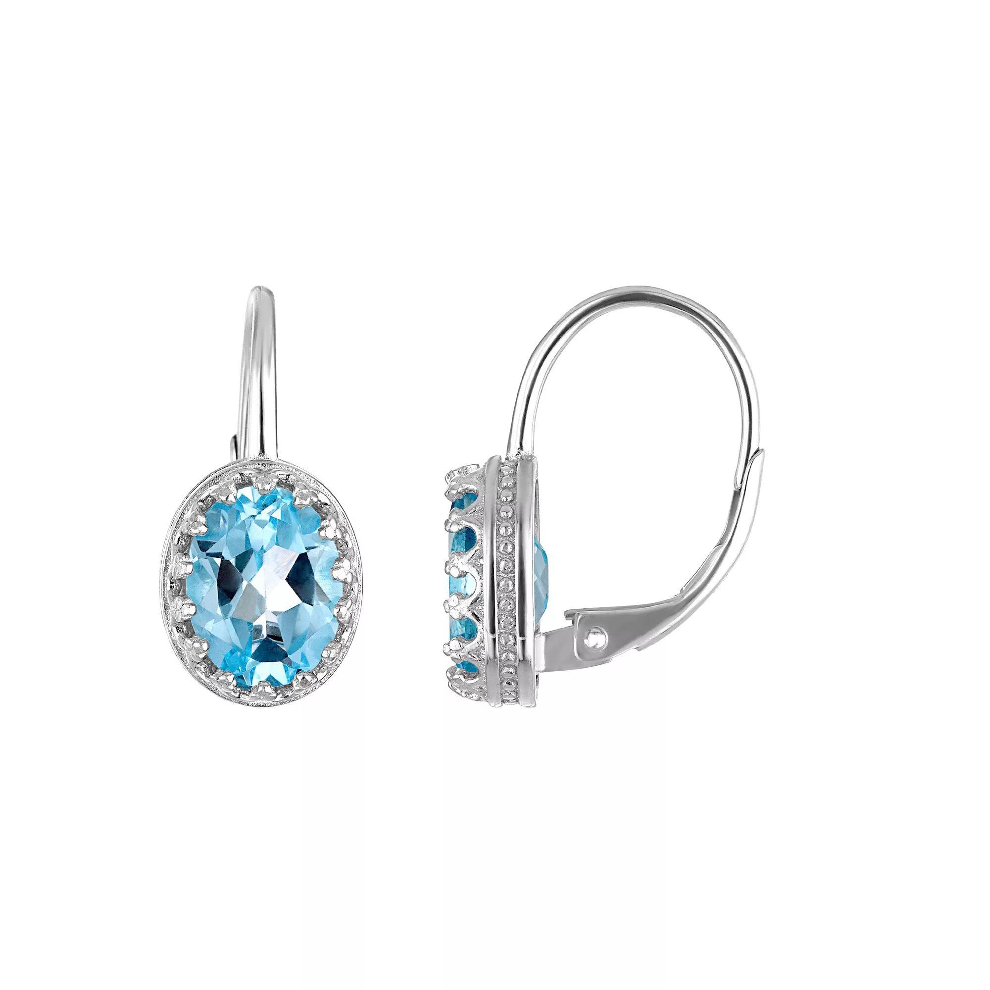 Designs by Gioelli Sterling Silver Gemstone Leverback Earrings, Women's, Cr Red Product Image