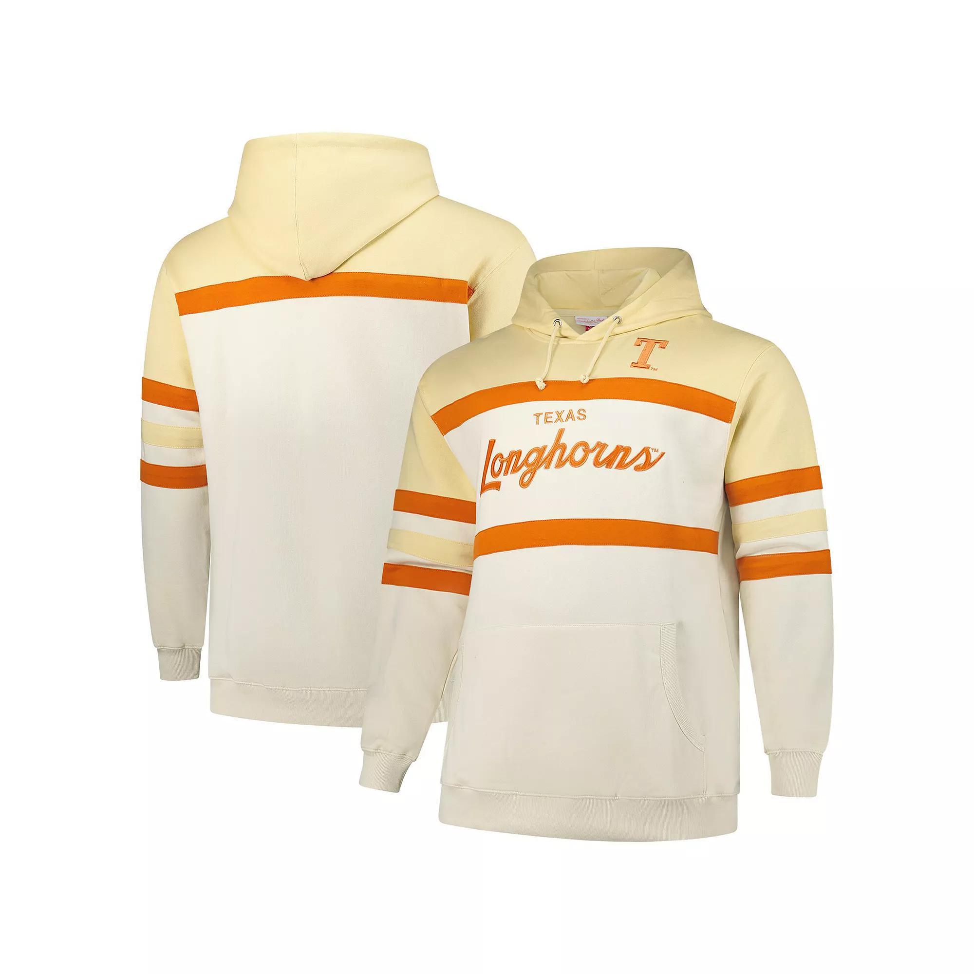Men's Mitchell & Ness Cream Texas Longhorns Big & Tall Head Coach Pullover Hoodie, Size: 5XB, Beige Product Image
