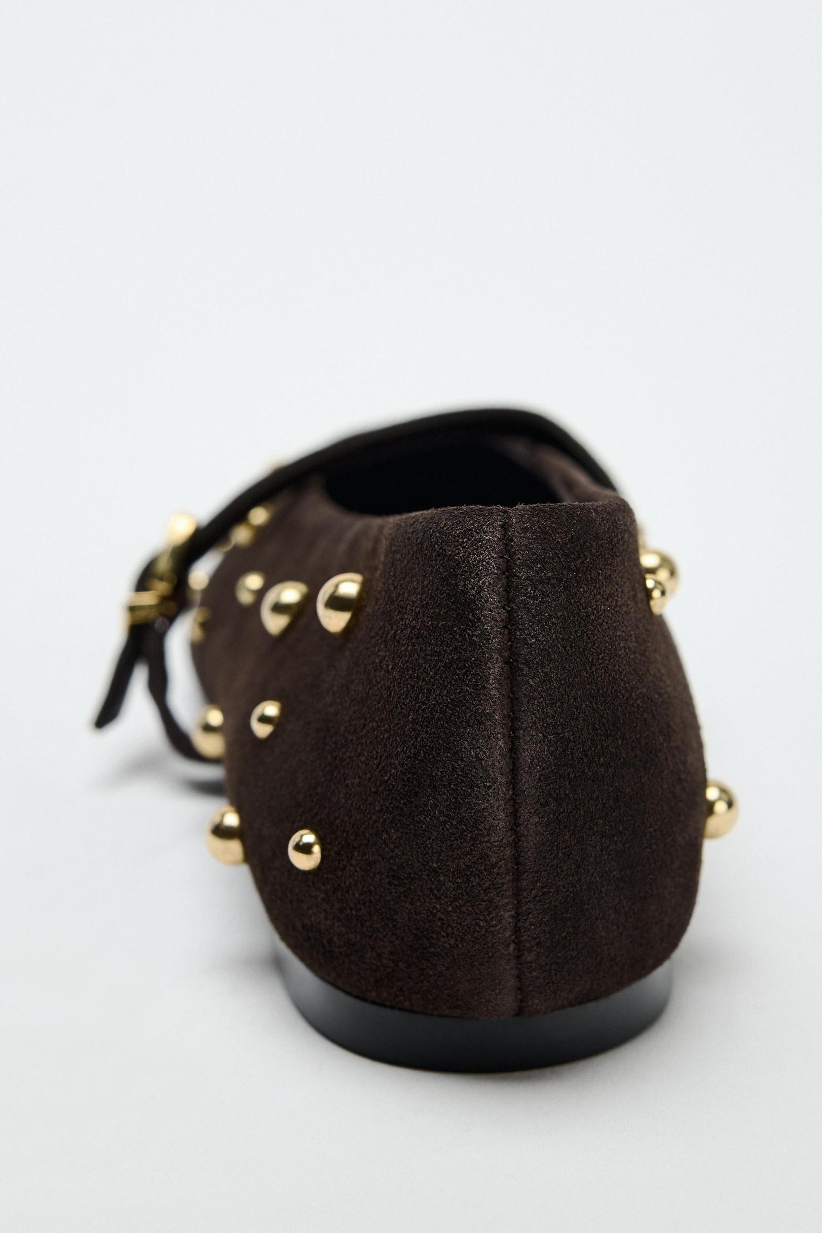 STUDDED SUEDE BALLET FLATS Product Image