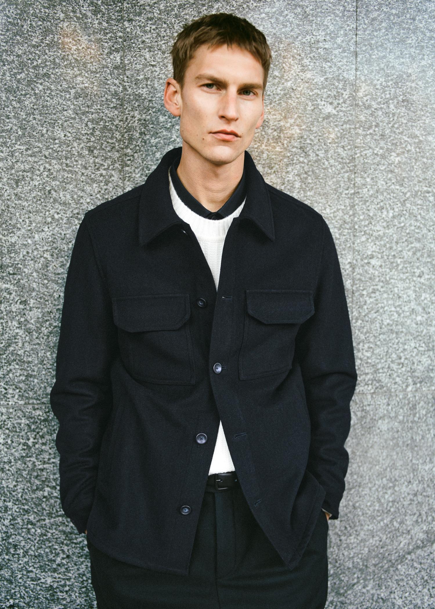 Flannel wool-blend overshirt - Men | MANGO USA Product Image
